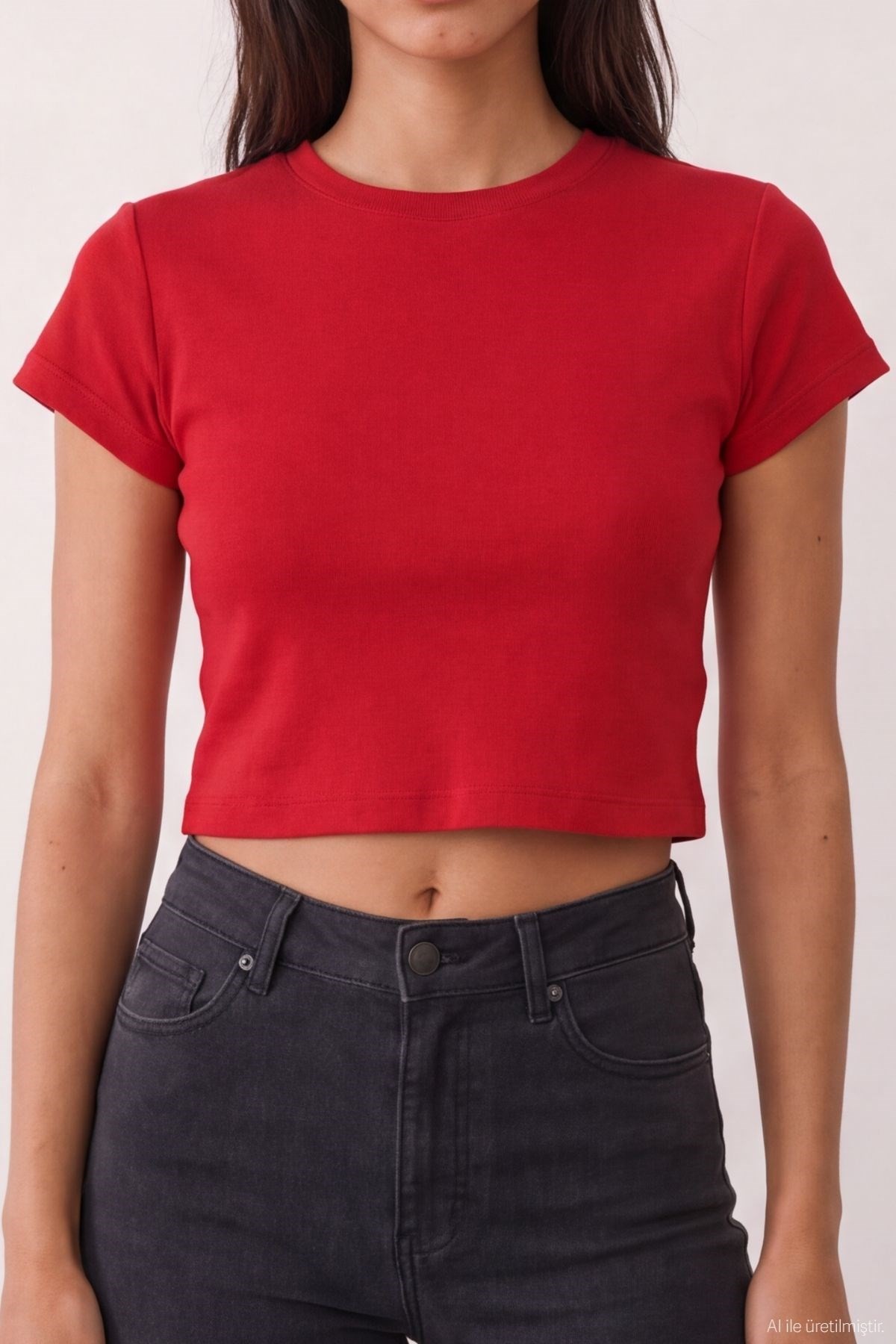 Quzu Basic Crop T-shirt Kırmızı