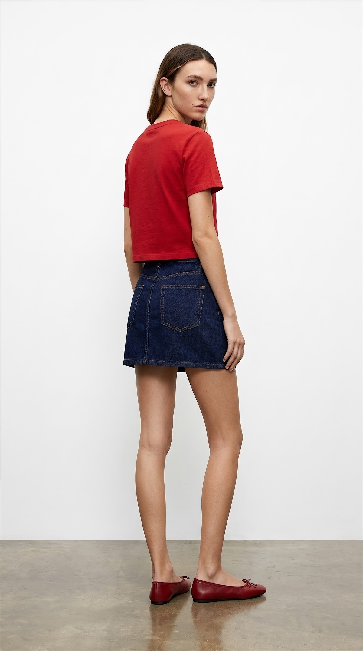 Quzu Basic Crop T-shirt Kırmızı