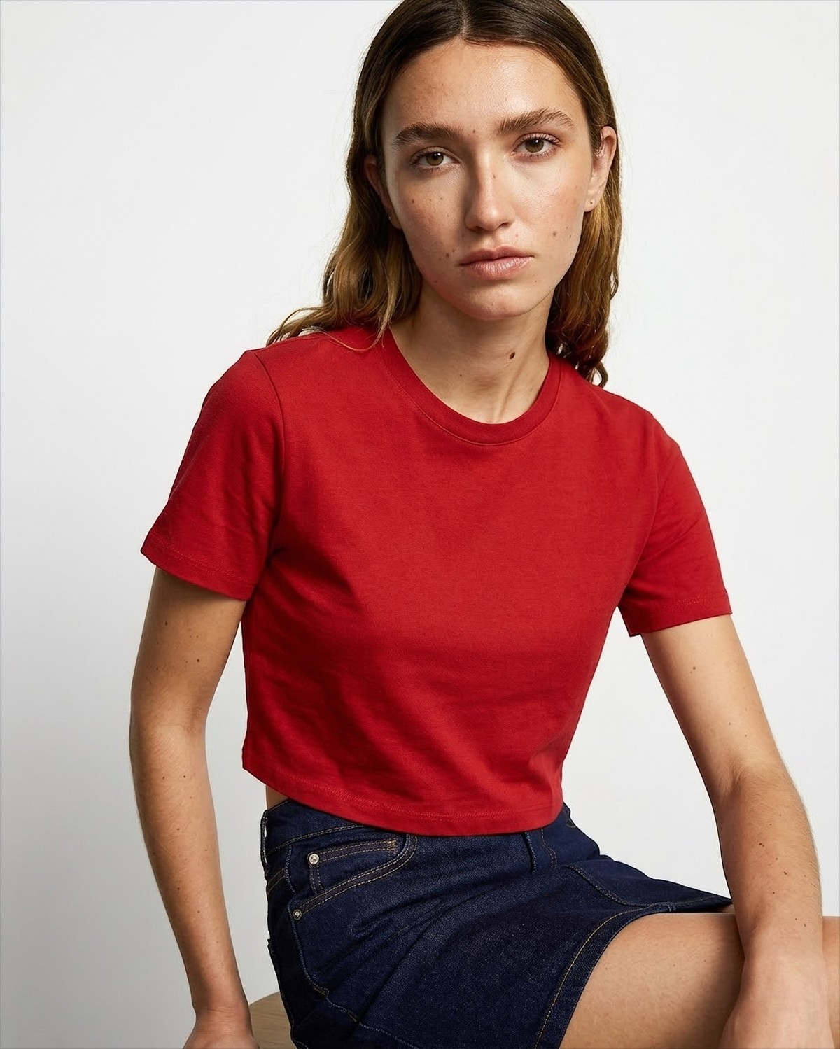 Quzu Basic Crop T-shirt Kırmızı