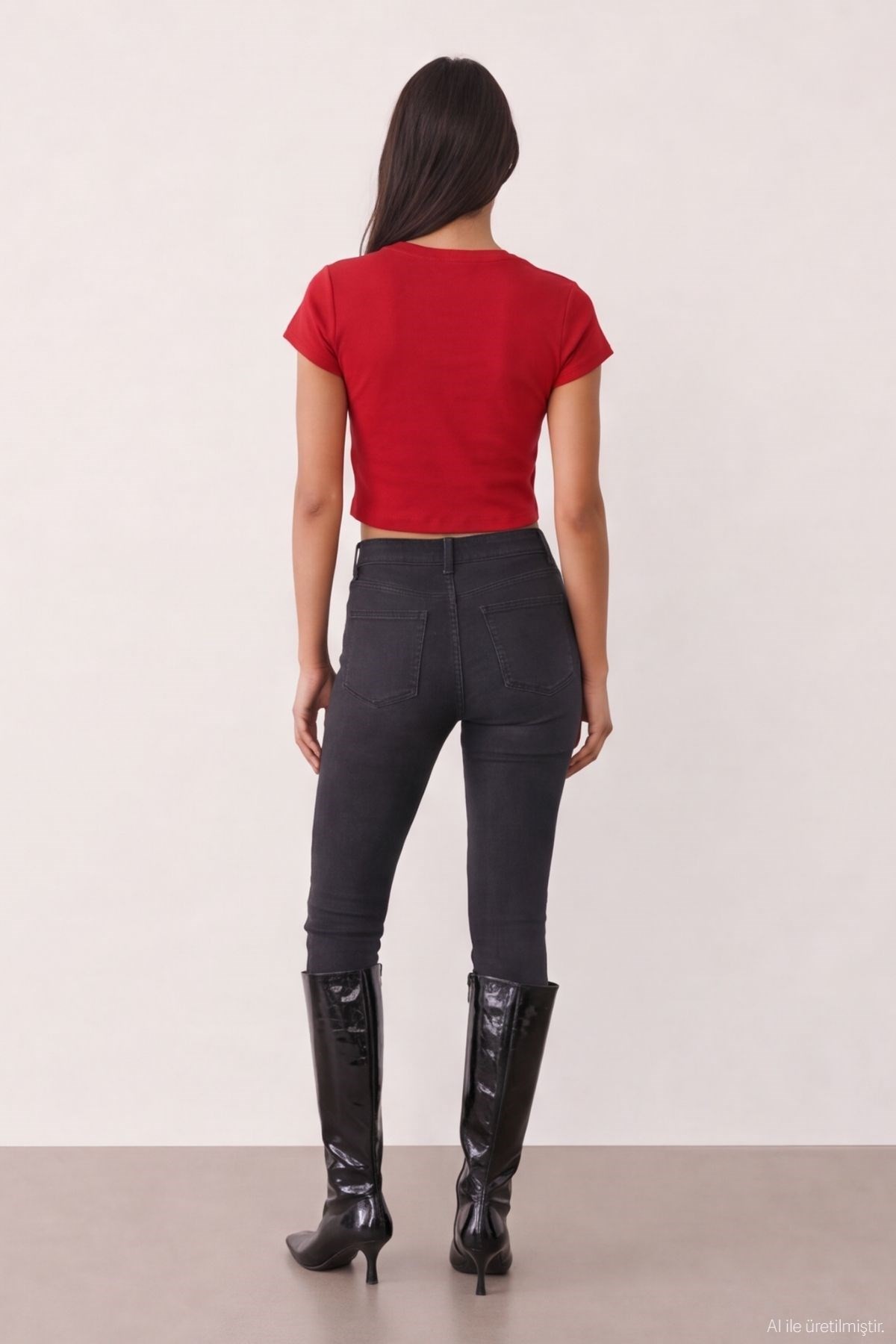 Quzu Basic Crop T-shirt Kırmızı