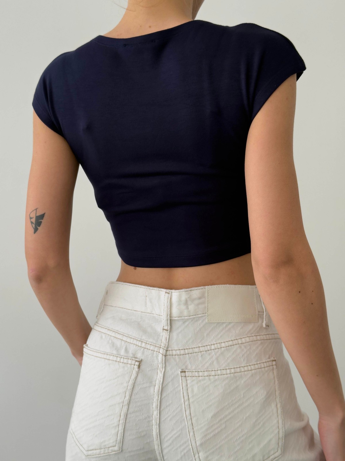 Quzu Basic Crop T-shirt Lacivert