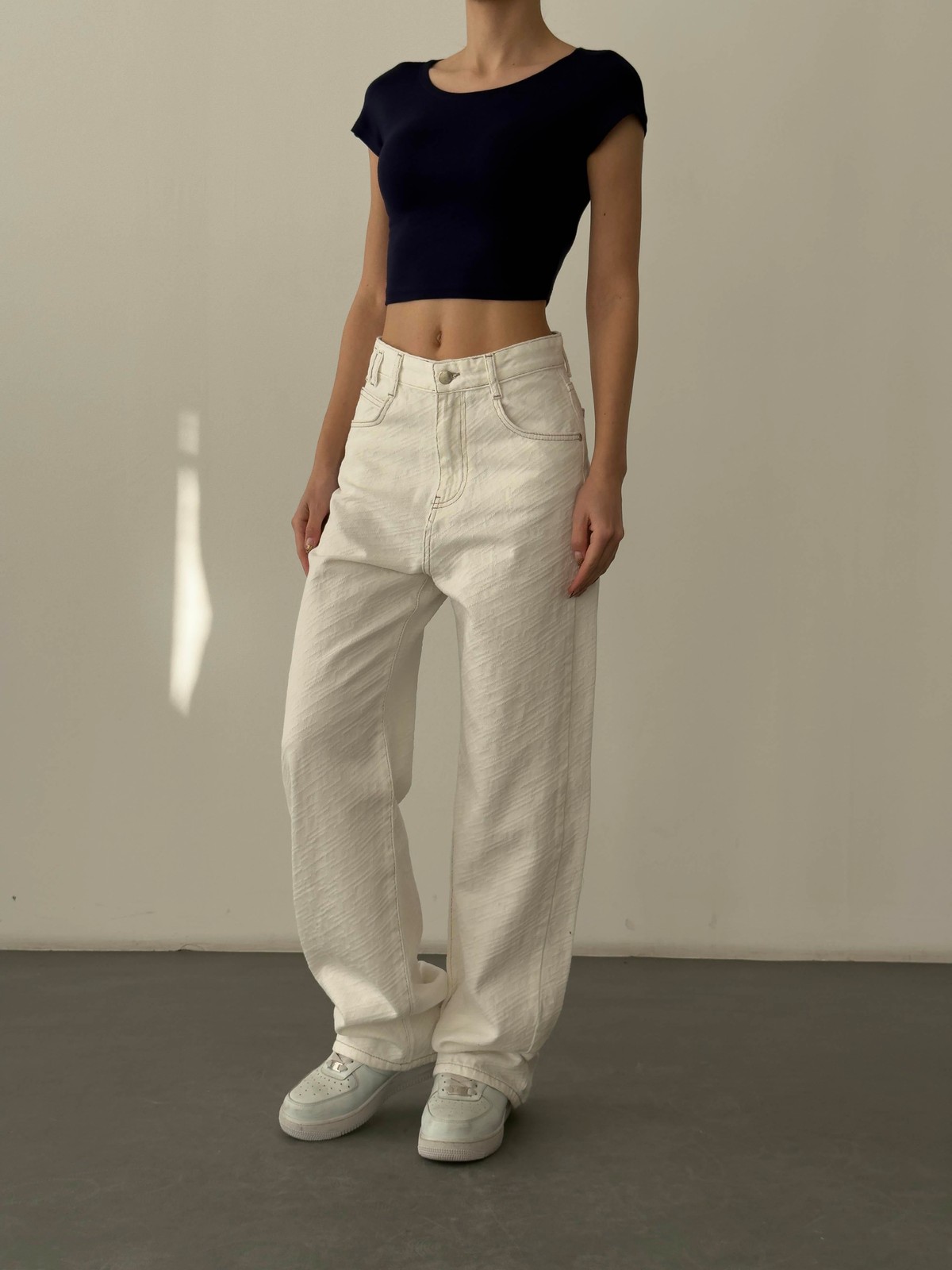 Quzu Basic Crop T-shirt Lacivert