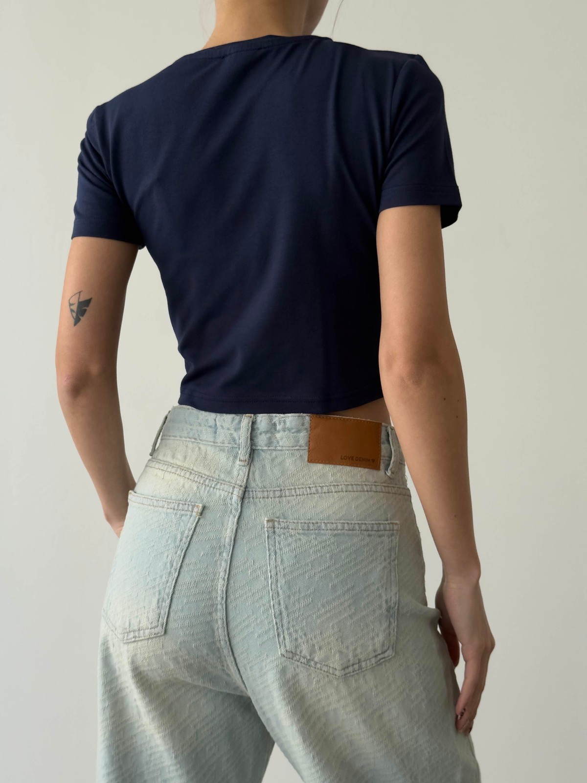 Quzu Basic Crop T-shirt Lacivert