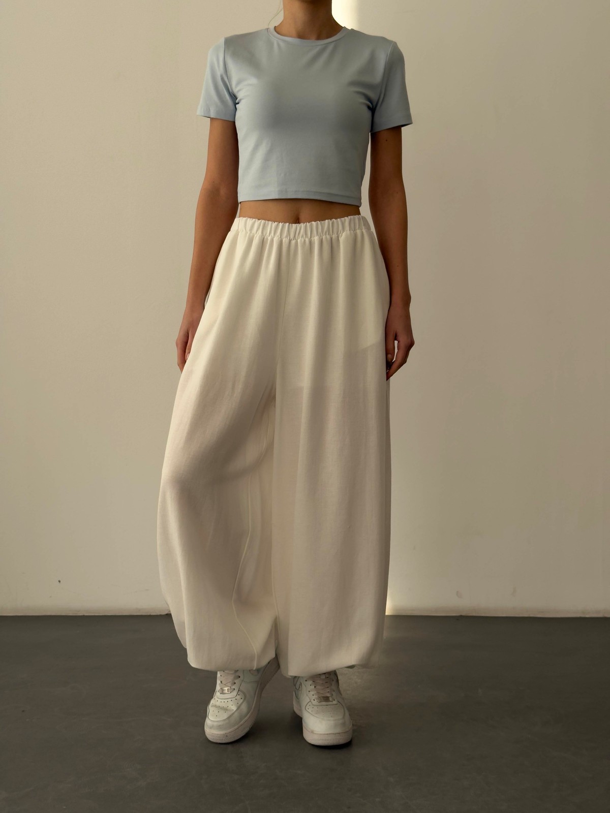 Quzu Basic Crop T-shirt Mavi