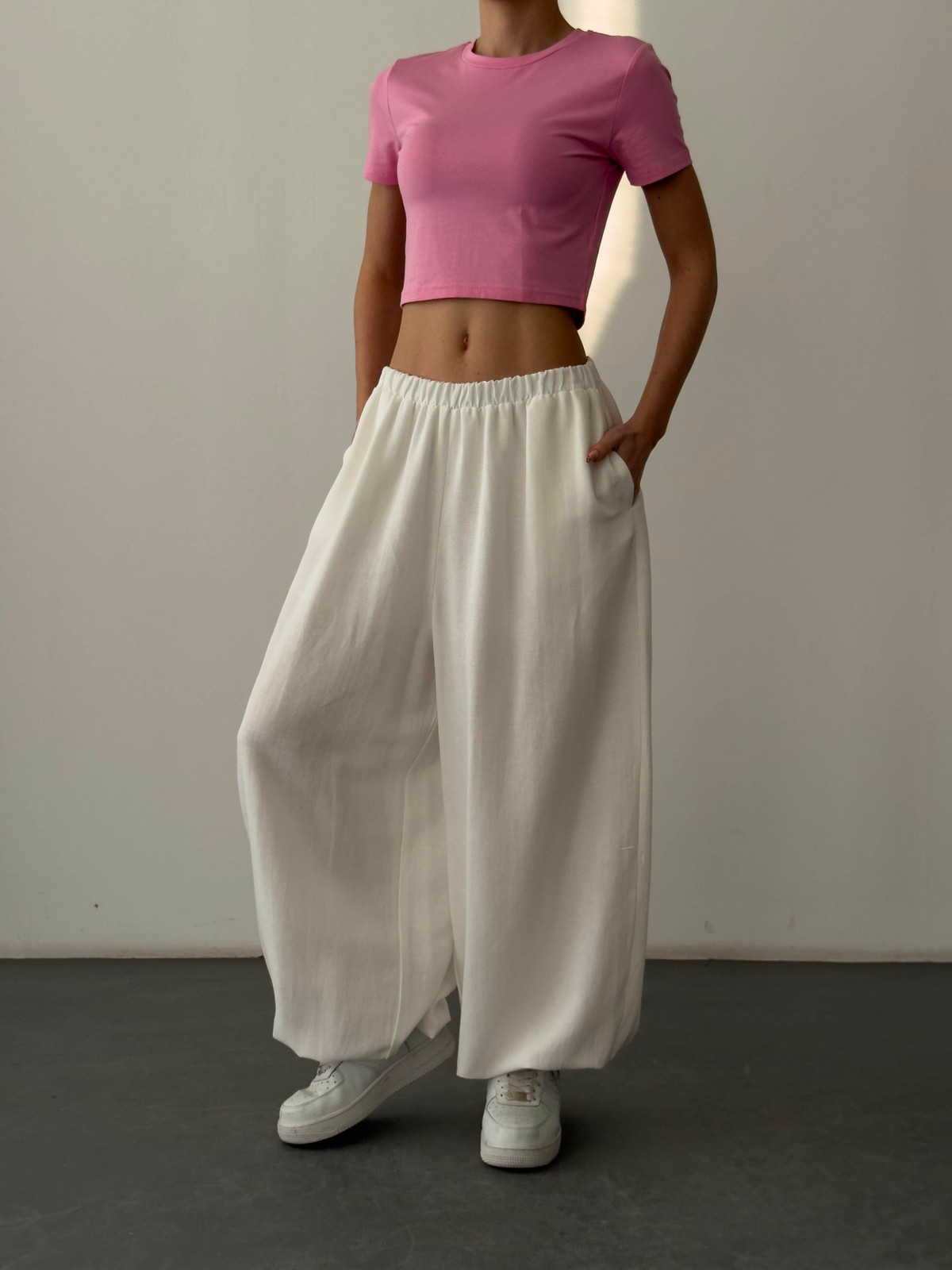 Quzu Basic Crop T-shirt Pembe