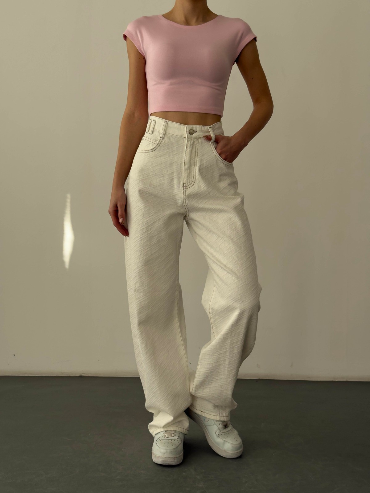 Quzu Basic Crop T-shirt Pembe