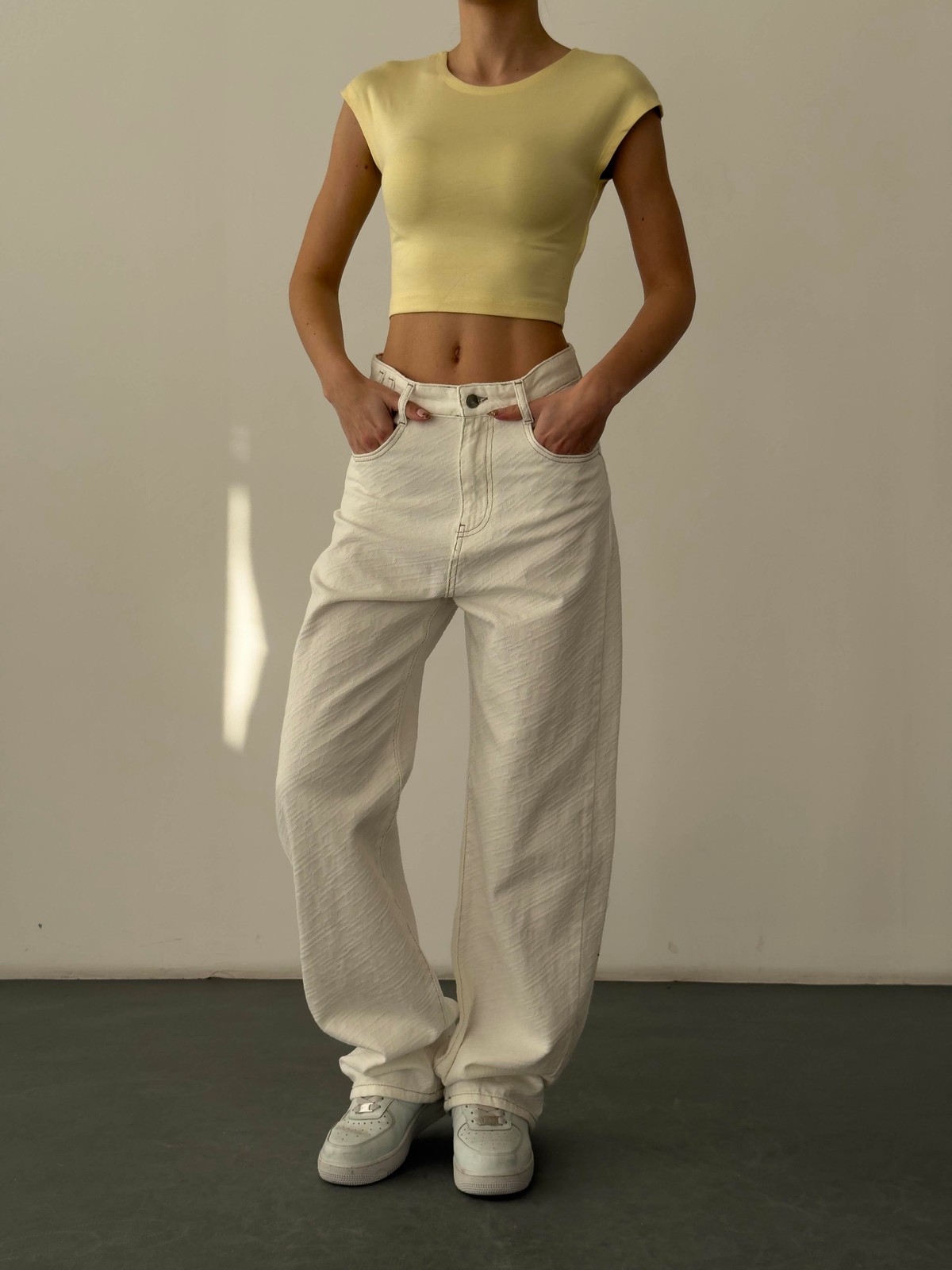 Quzu Basic Crop T-shirt Sarı