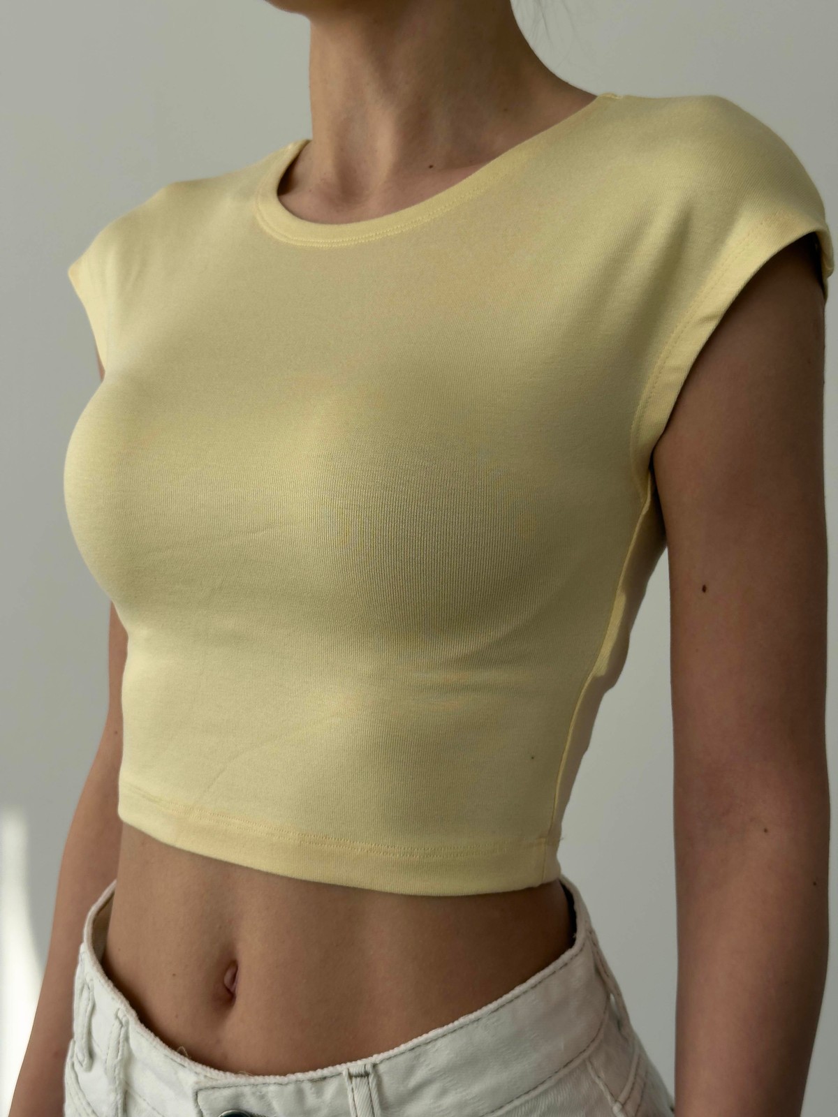 Quzu Basic Crop T-shirt Sarı