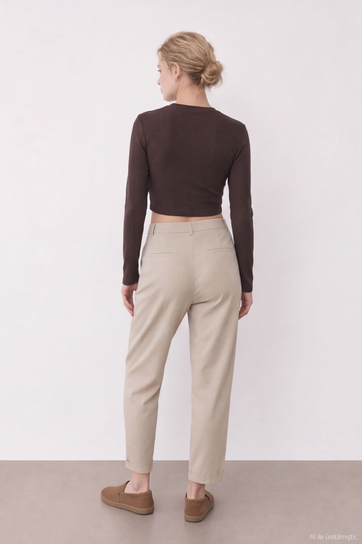 Quzu Basic Crop Top Kahve
