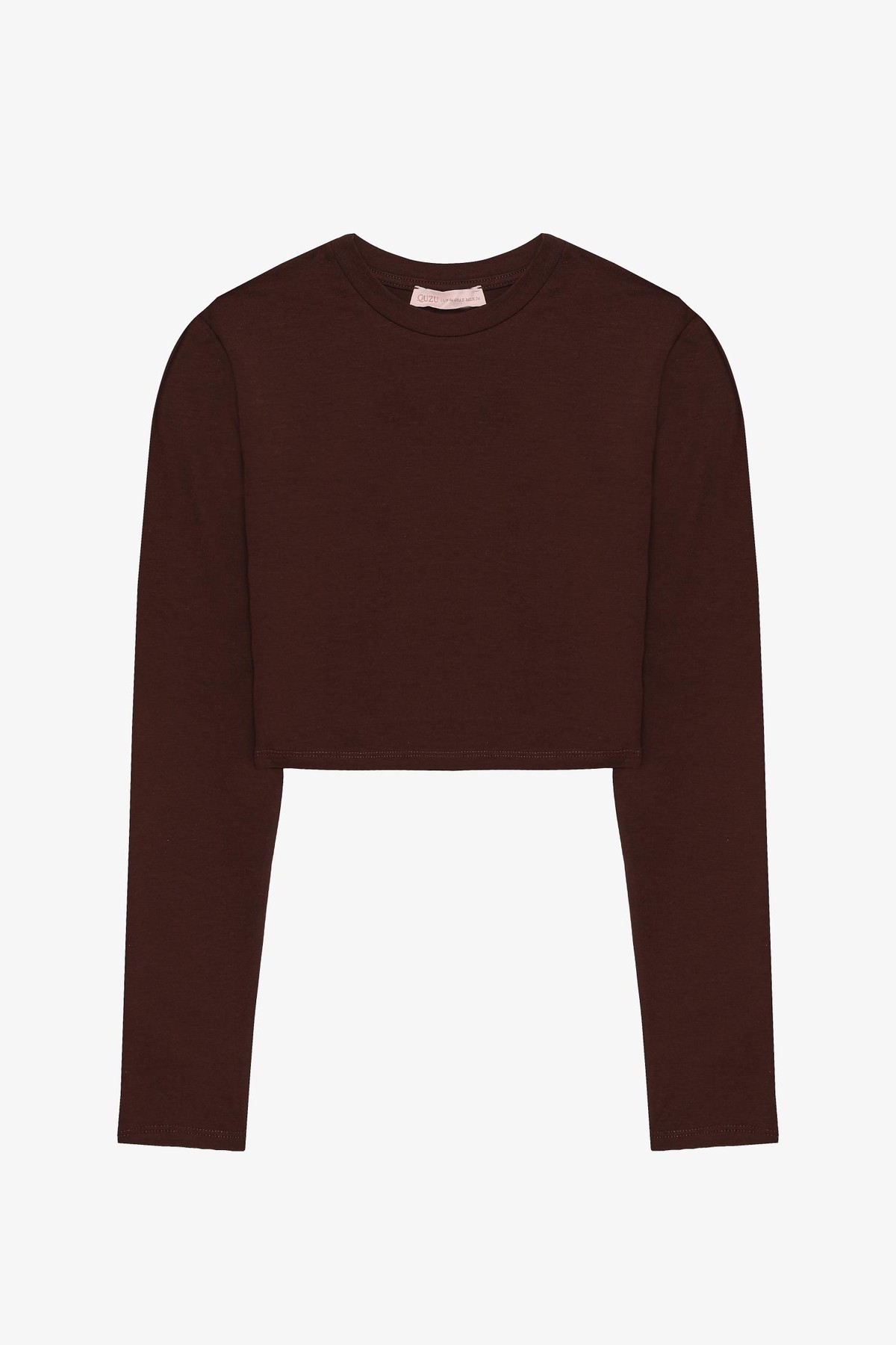 Quzu Basic Crop Top Kahve