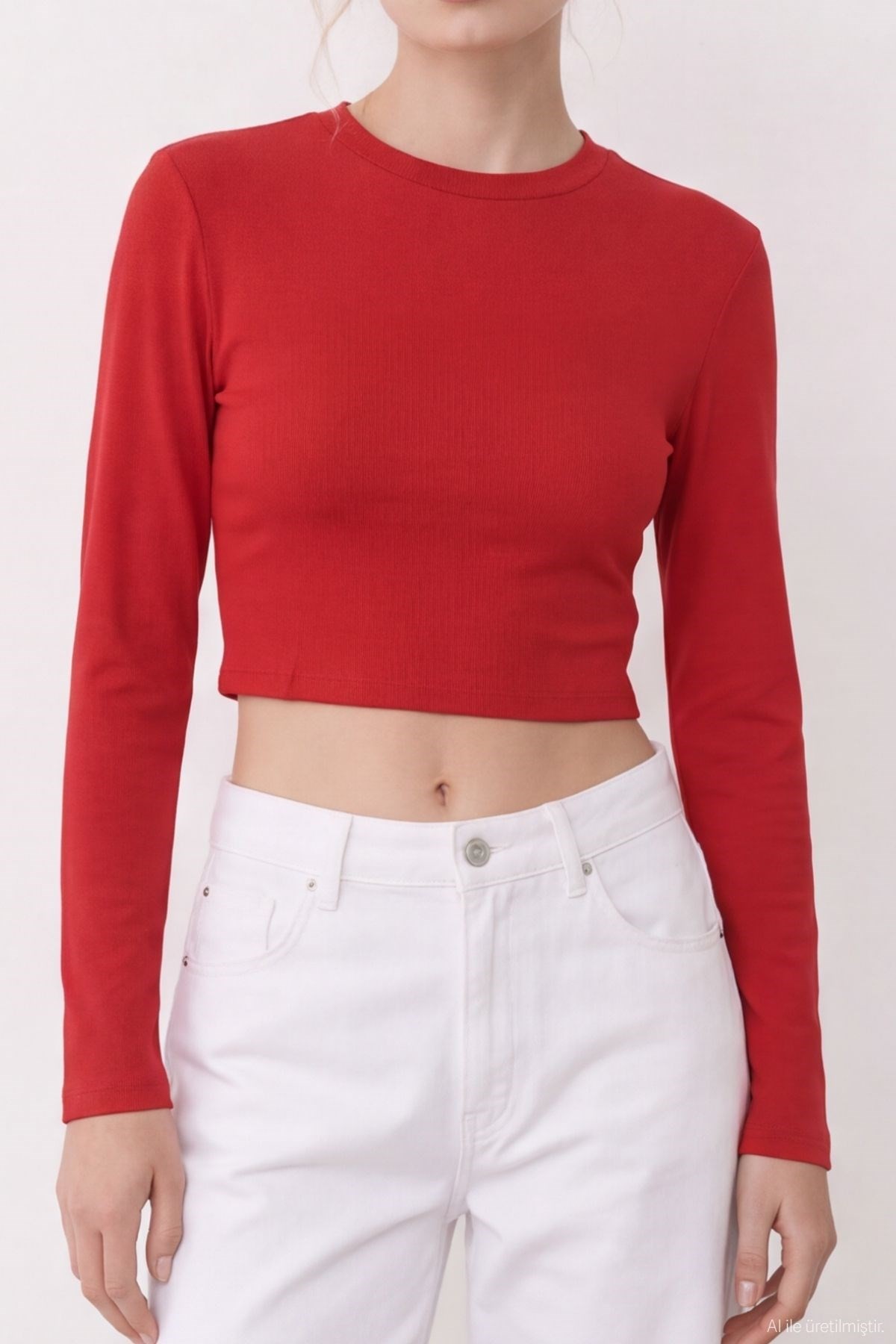 Quzu Basic Crop Top Kırmızı