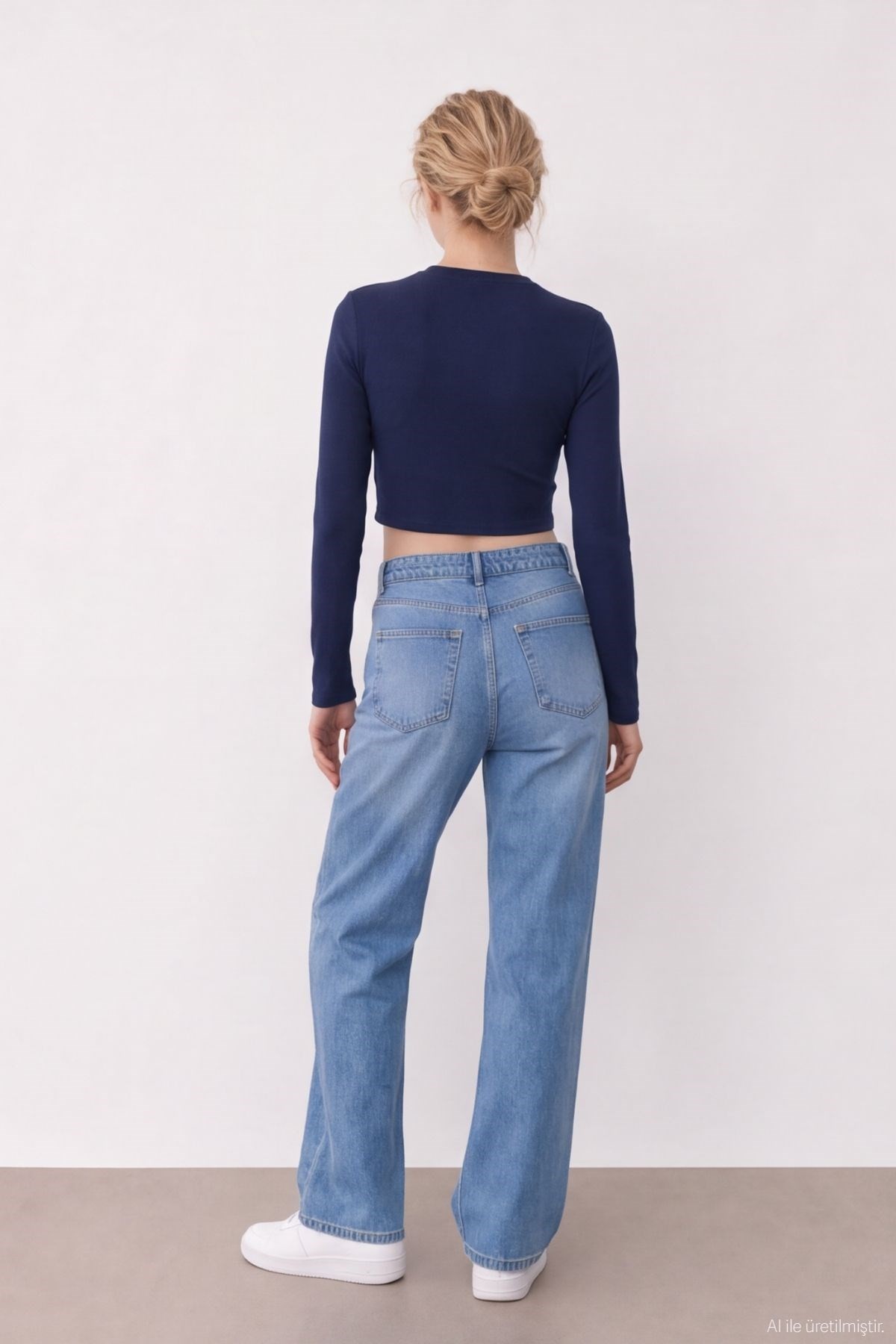 Quzu Basic Crop Top Lacivert