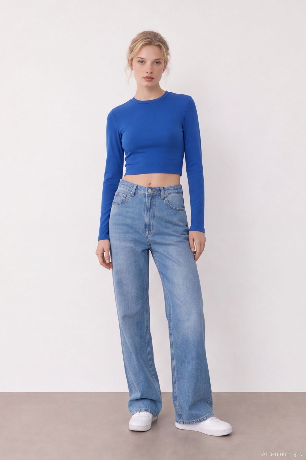 Quzu Basic Crop Top Sax