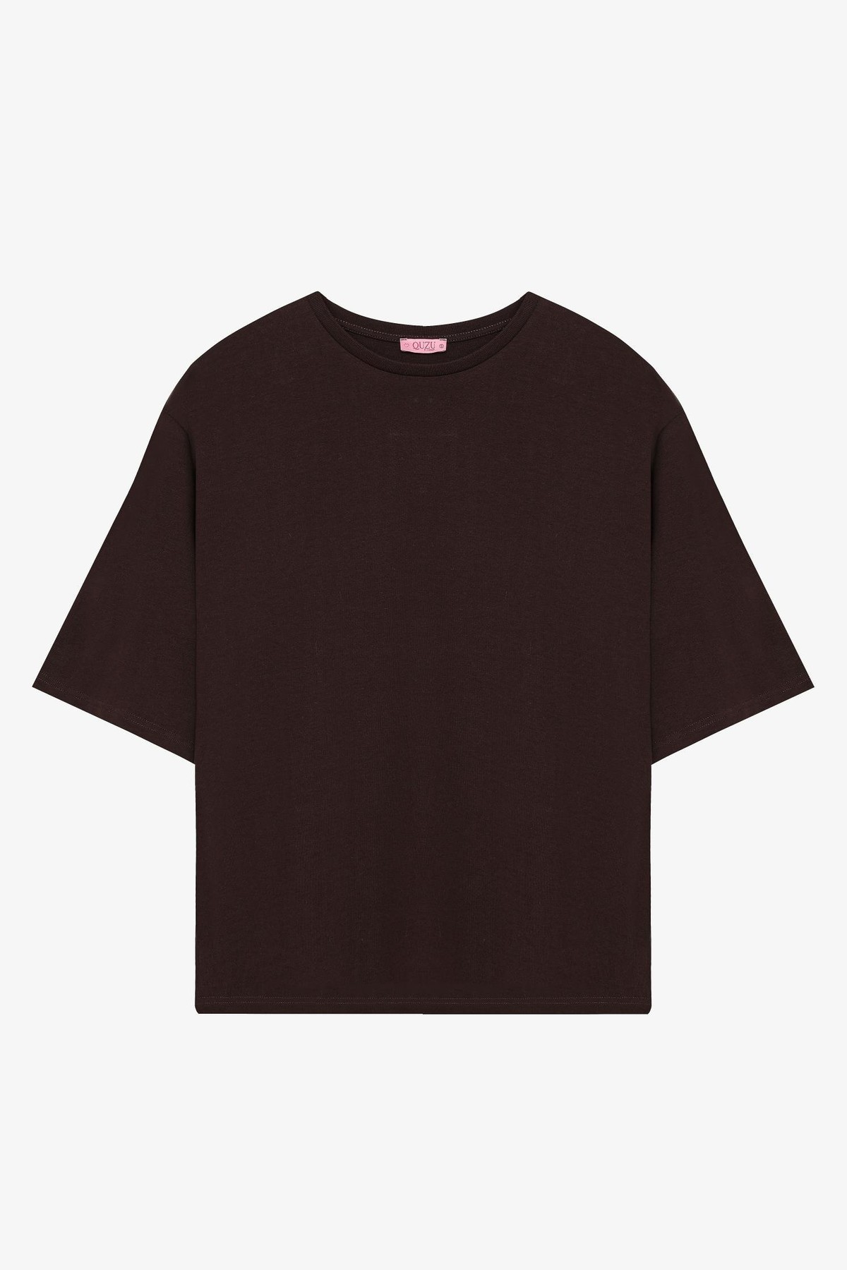Quzu Basic T-shirt Koyu Kahve