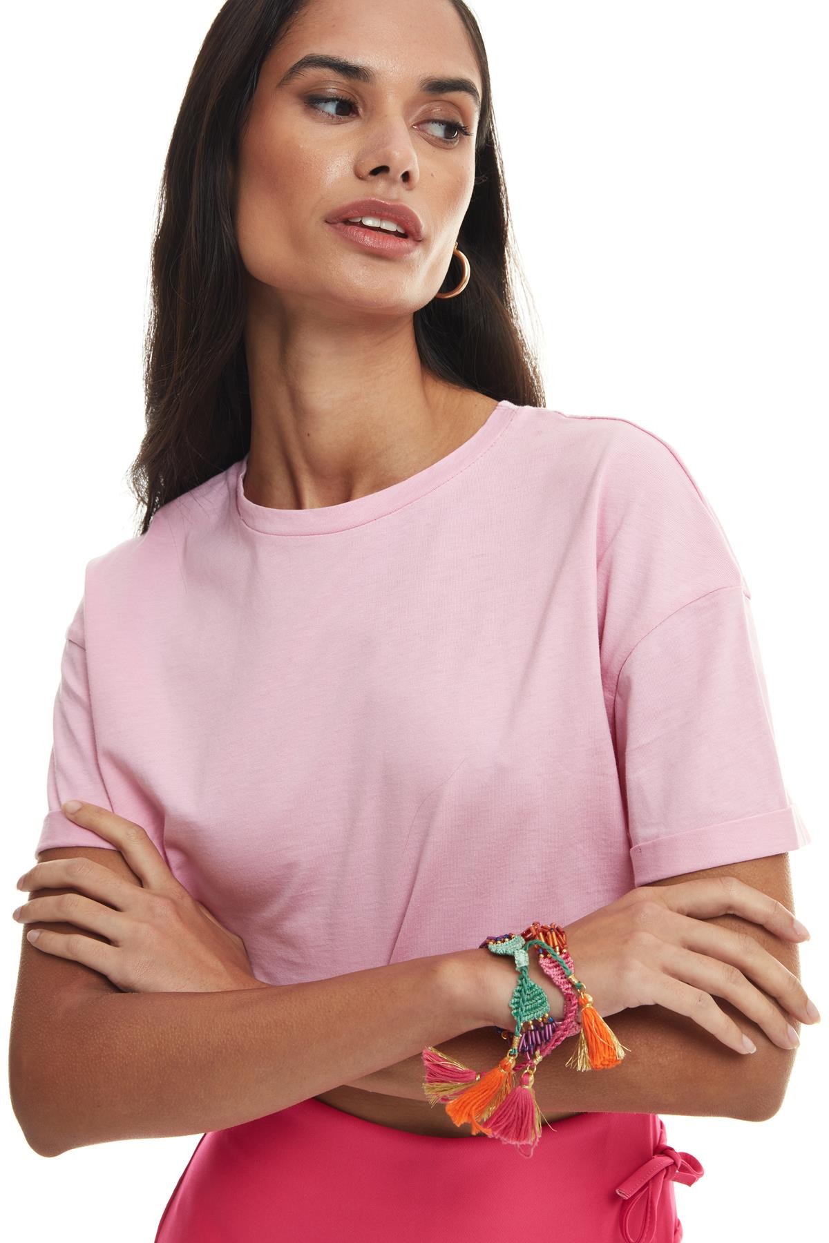Quzu Basic Tshirt Pembe