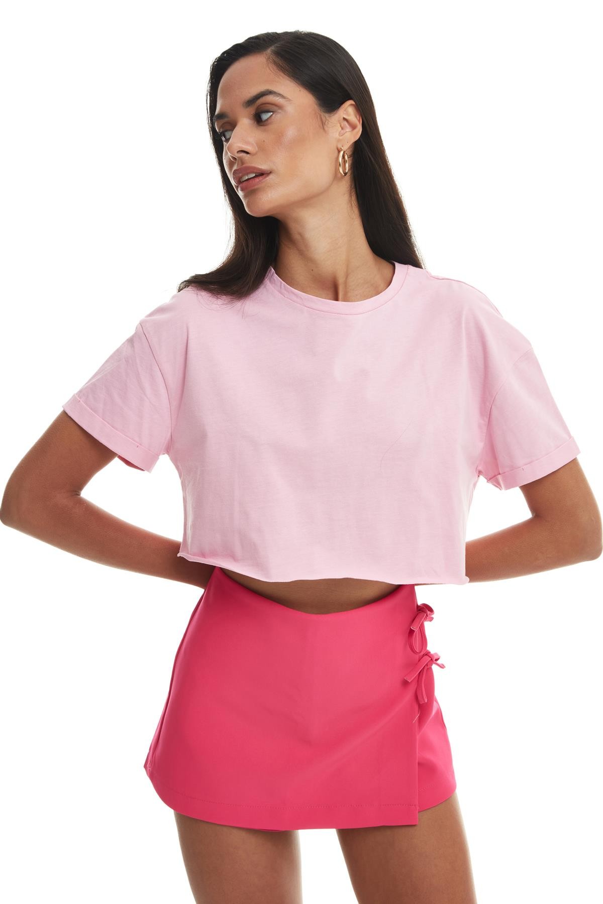 Quzu Basic Tshirt Pembe