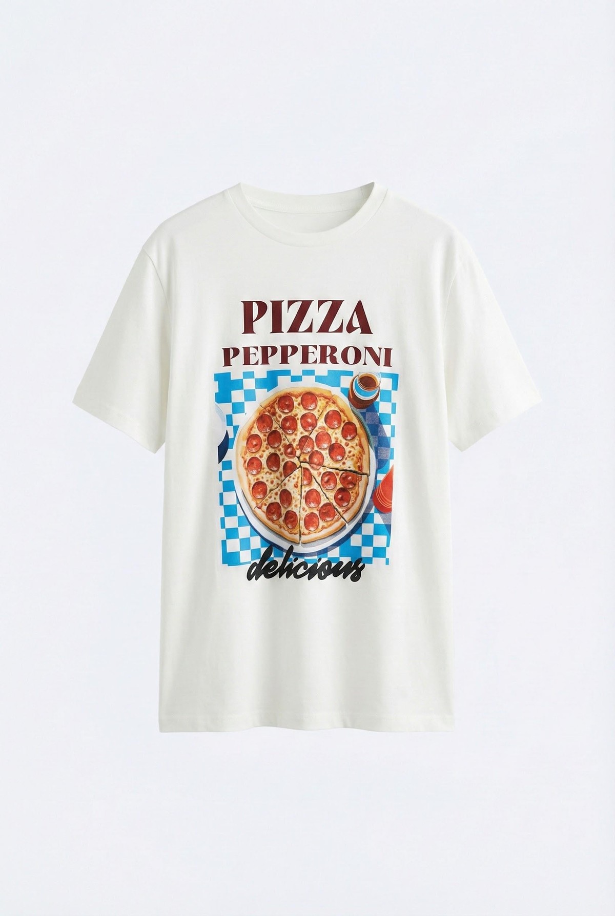 Quzu Baskı Detaylı Kısa Kollu T-shirt Ekru