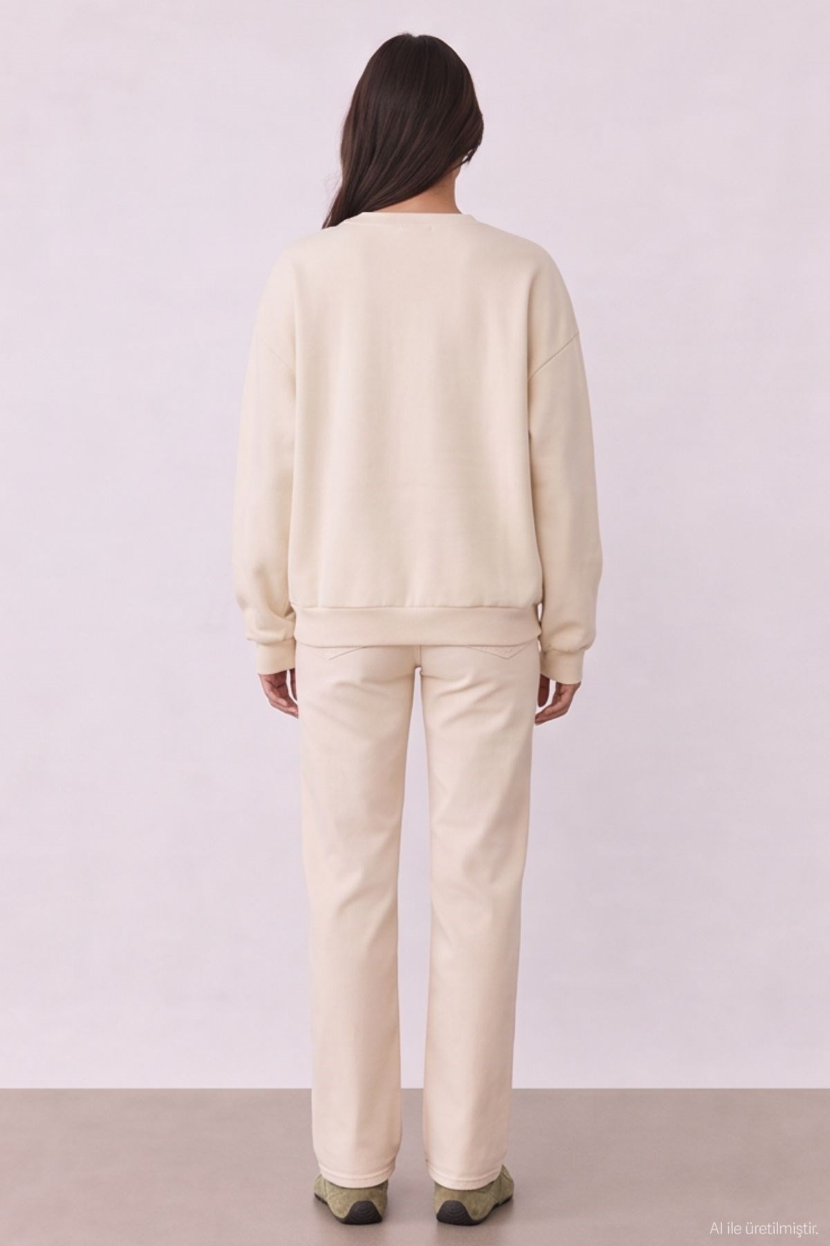 Quzu Baskı Detaylı Sweatshirt Bej