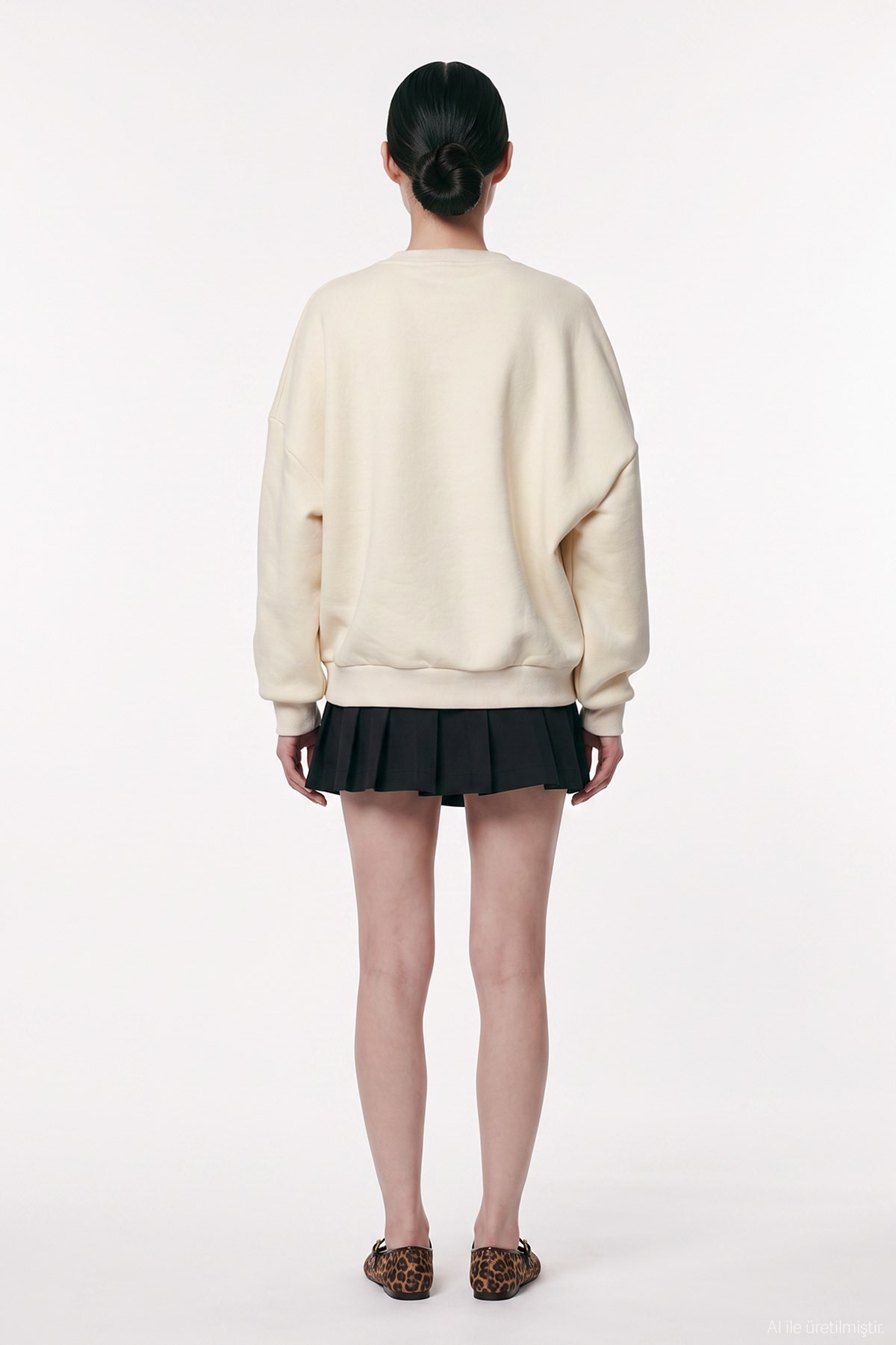 Quzu Baskı Detaylı Sweatshirt Bej
