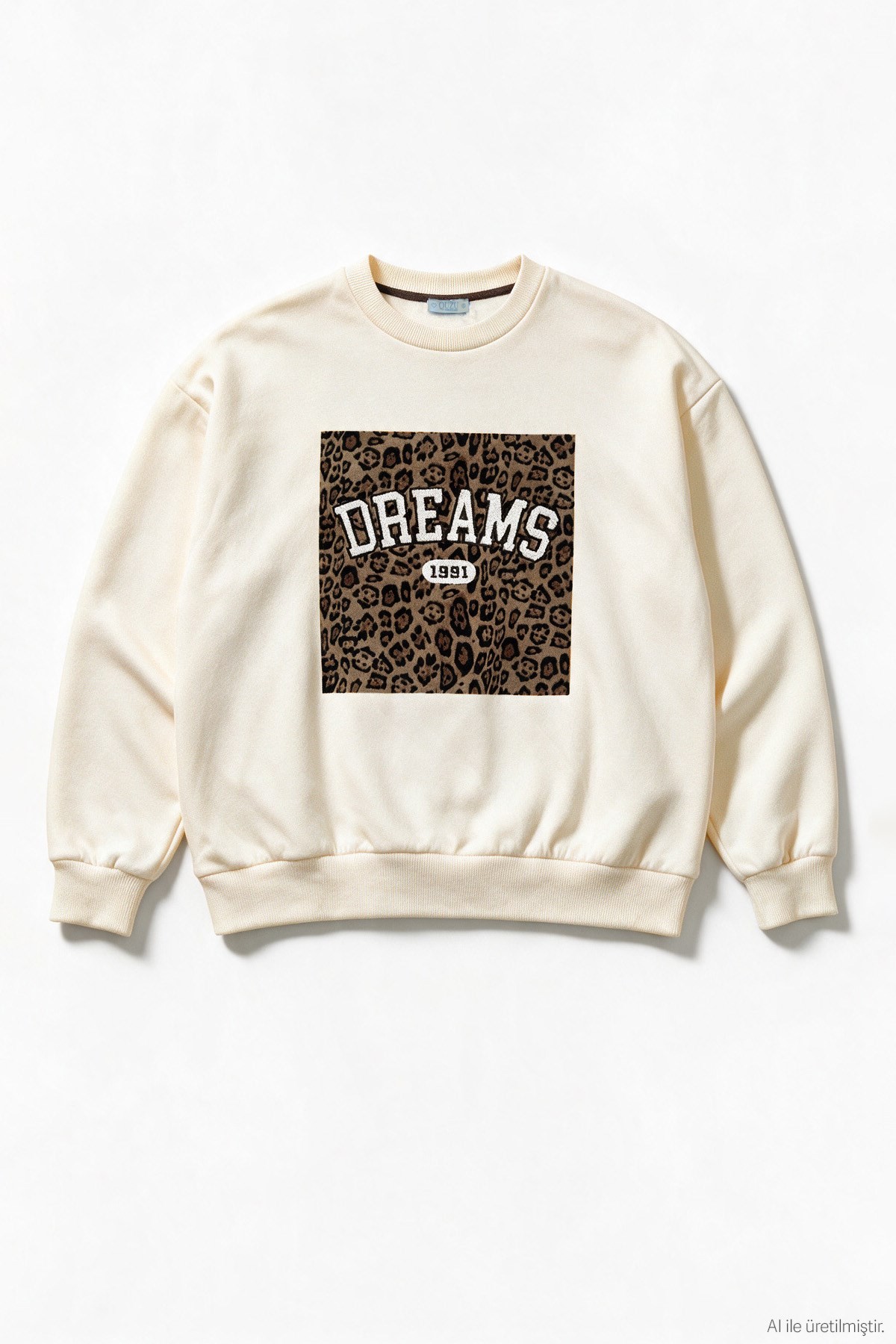 Quzu Baskı Detaylı Sweatshirt Bej