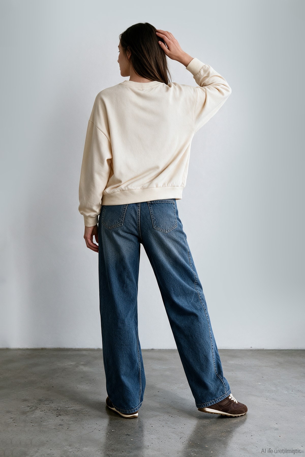 Quzu Baskı Detaylı Sweatshirt Bej