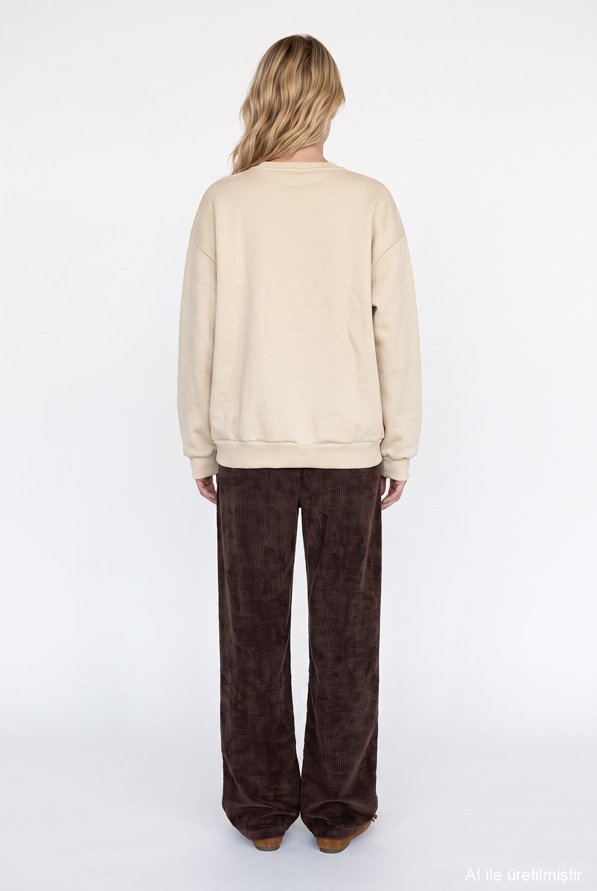 Quzu Baskı Detaylı Sweatshirt Bej
