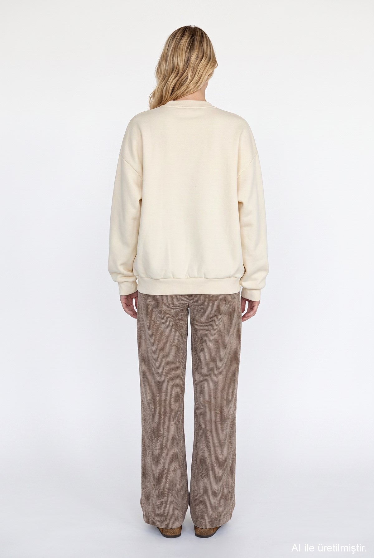 Quzu Baskı Detaylı Sweatshirt Bej