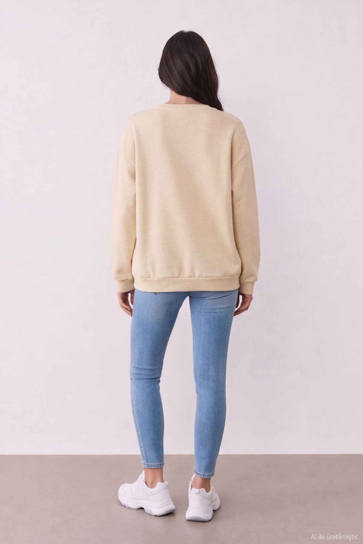 Quzu Baskı Detaylı Sweatshirt Bej