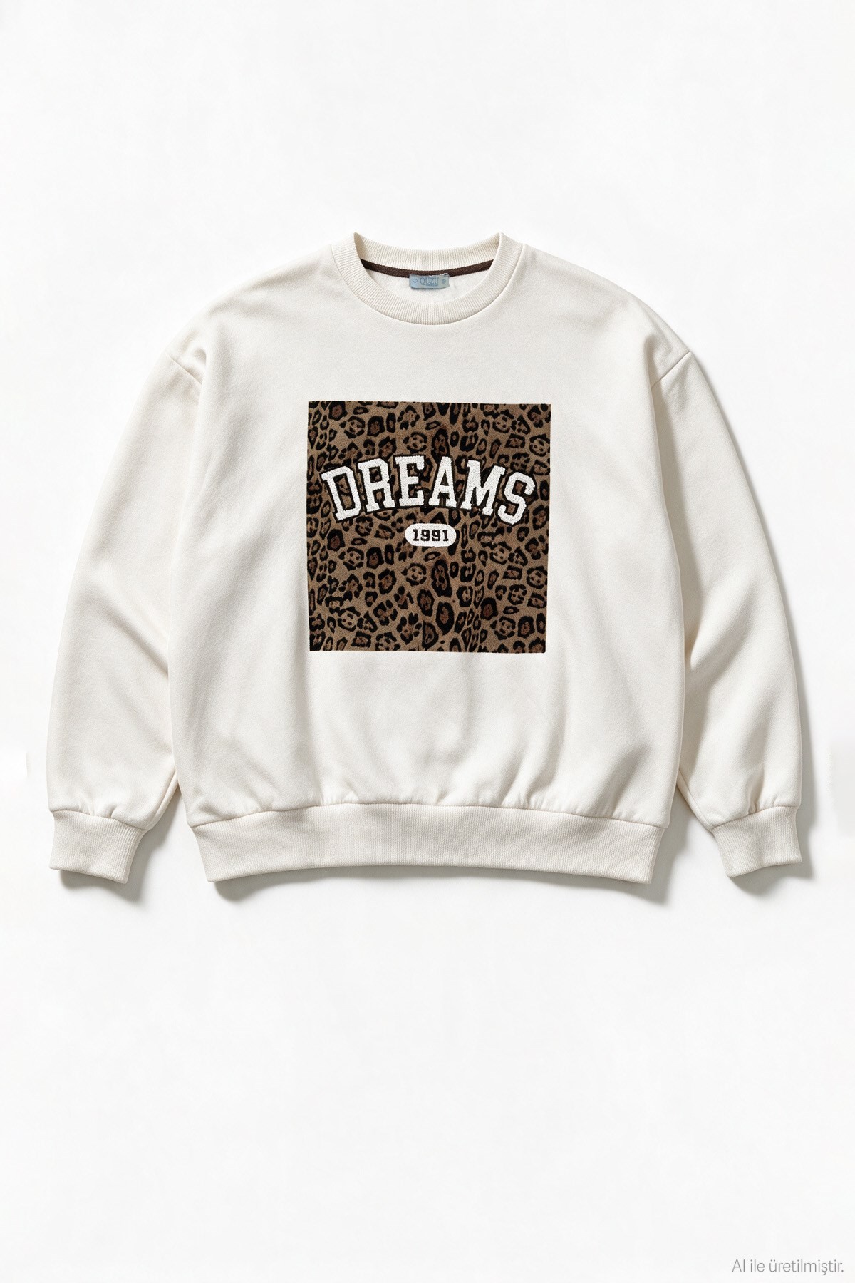 Quzu Baskı Detaylı Sweatshirt Ekru