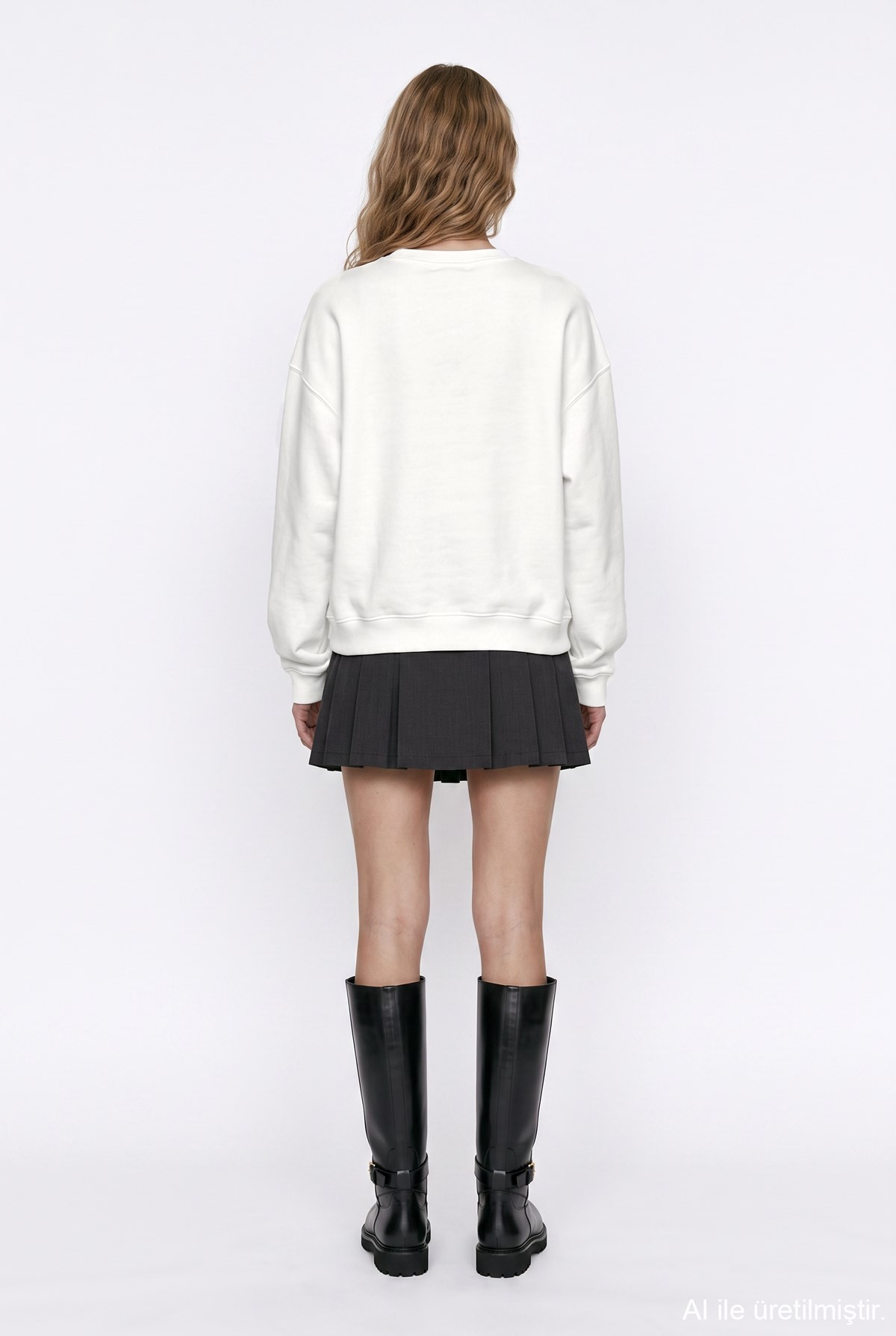 Quzu Baskı Detaylı Sweatshirt Ekru