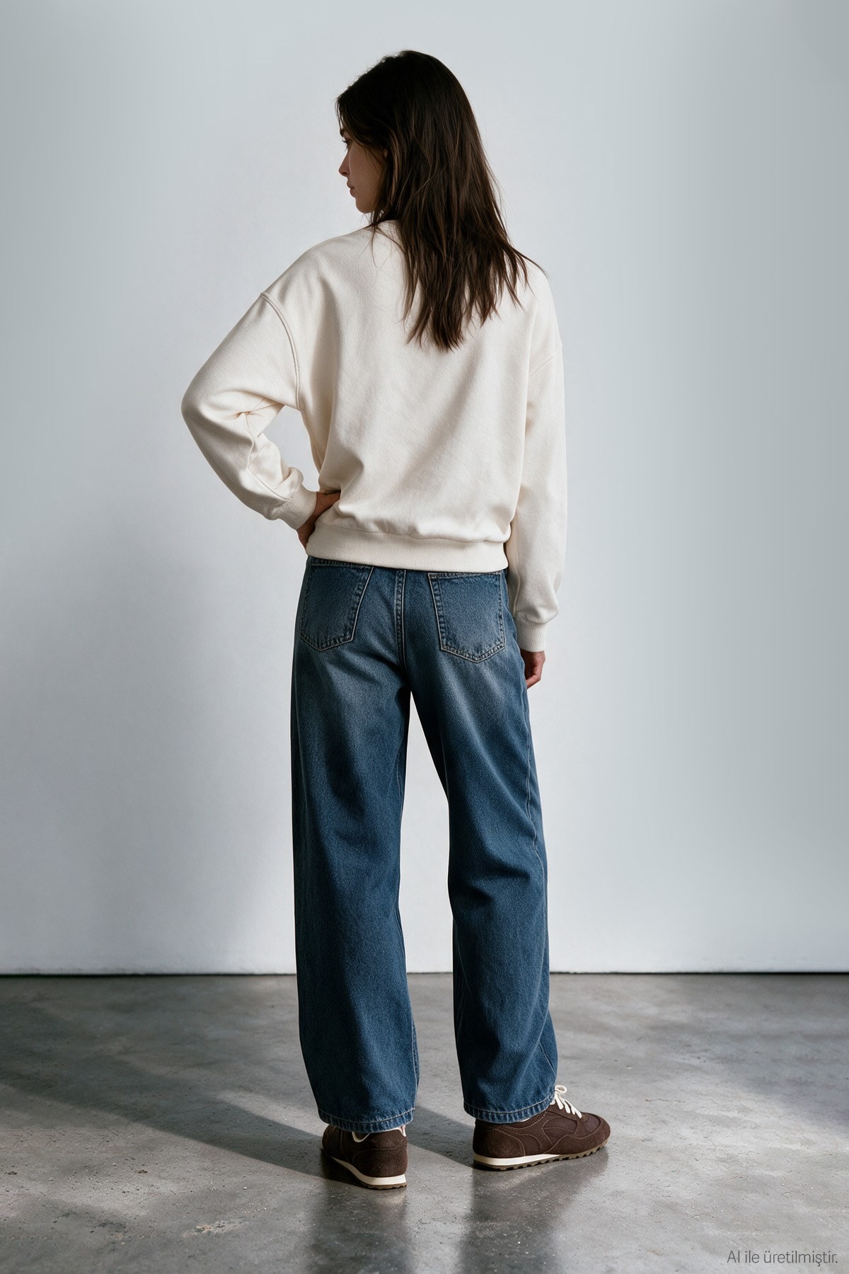 Quzu Baskı Detaylı Sweatshirt Ekru