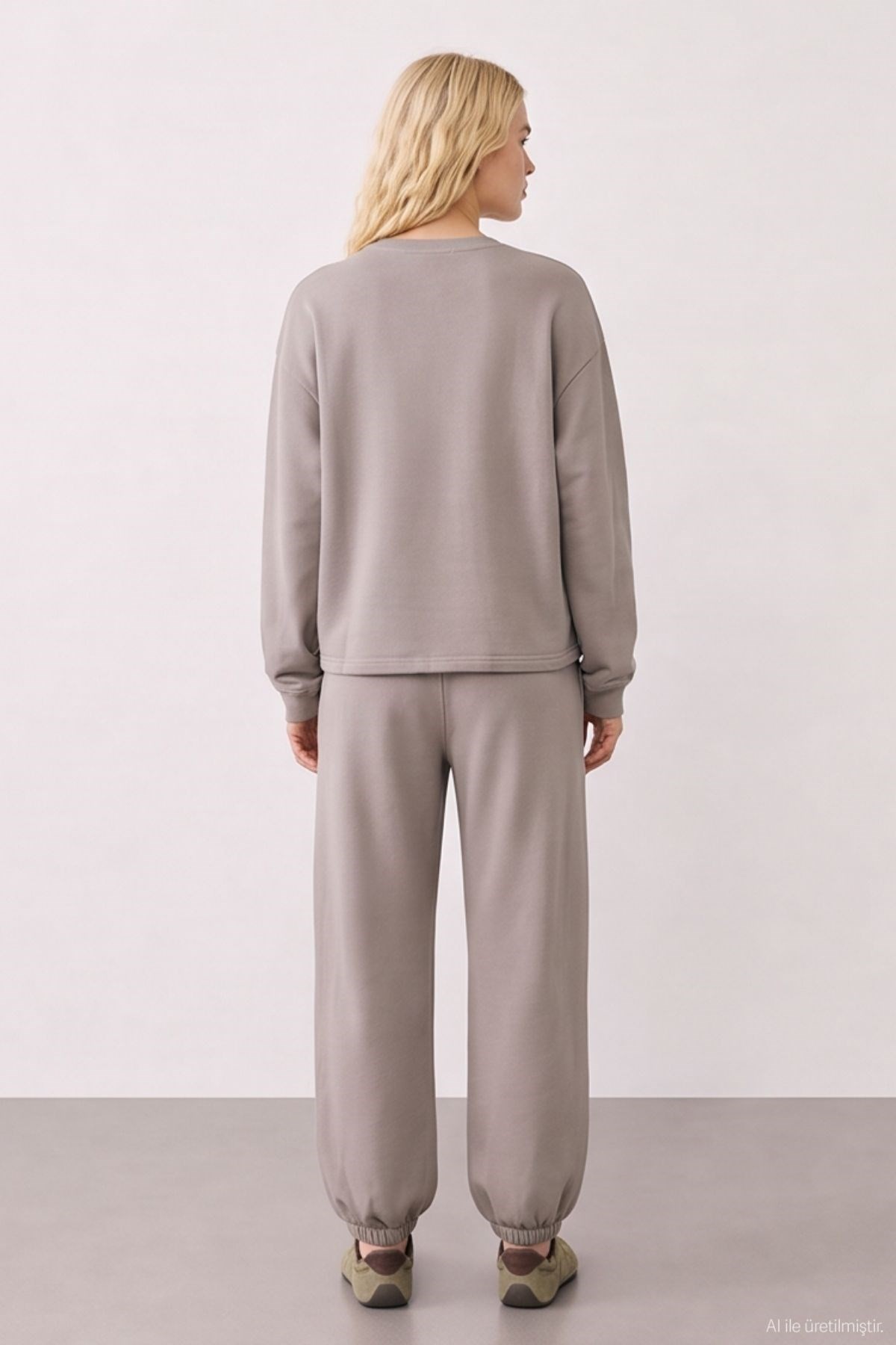 Quzu Baskı Detaylı Sweatshirt Gri