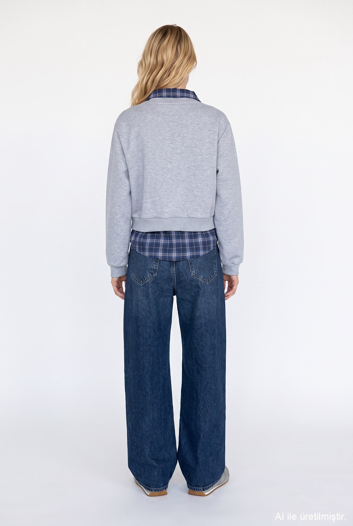 Quzu Baskı Detaylı Sweatshirt Gri Melanj
