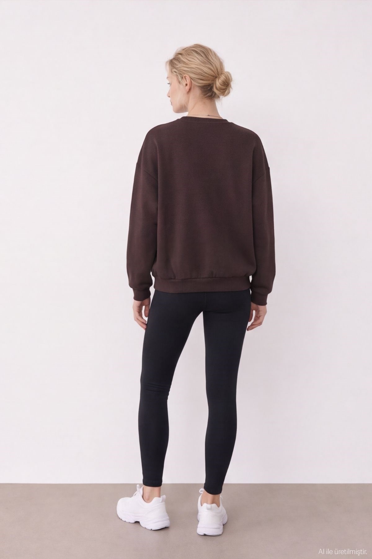 Quzu Baskı Detaylı Sweatshirt Kahve