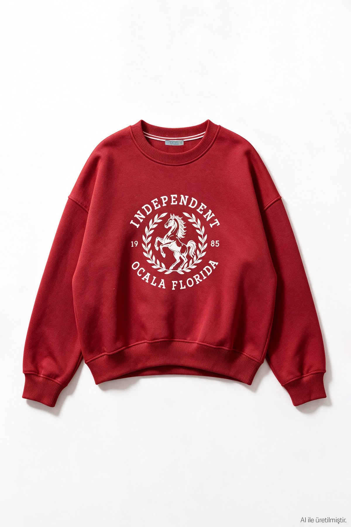 Quzu Baskı Detaylı Sweatshirt Kırmızı