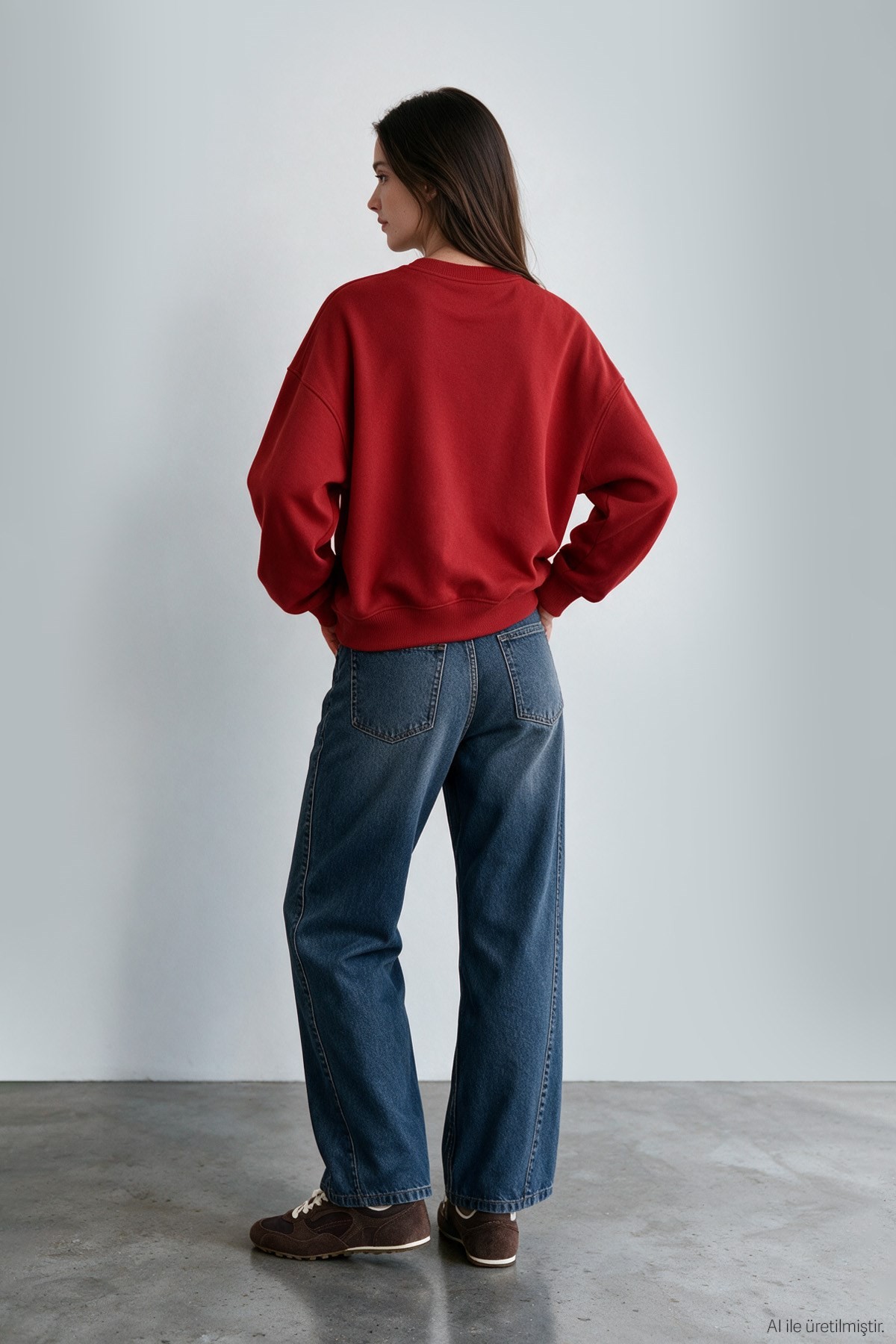 Quzu Baskı Detaylı Sweatshirt Kırmızı