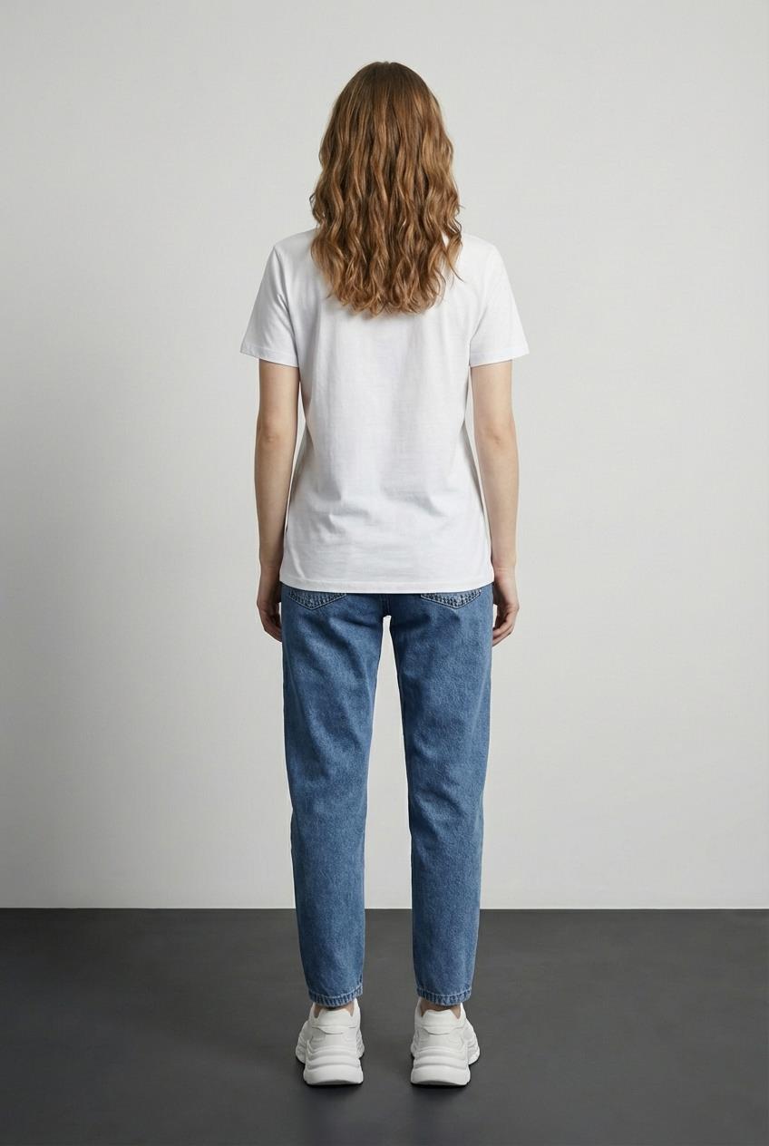 Quzu Baskı Detaylı T-shirt Ekru