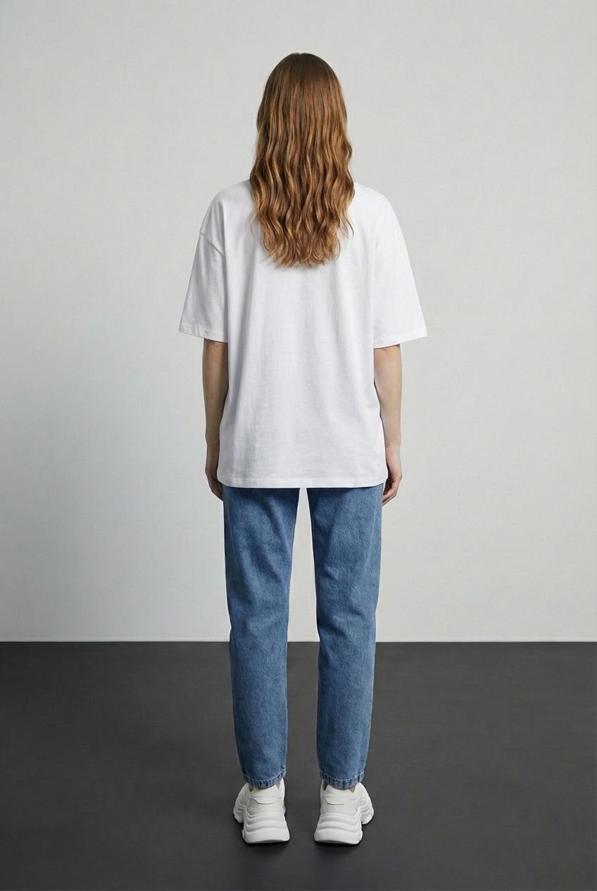 Quzu Baskı Detaylı T-shirt Ekru