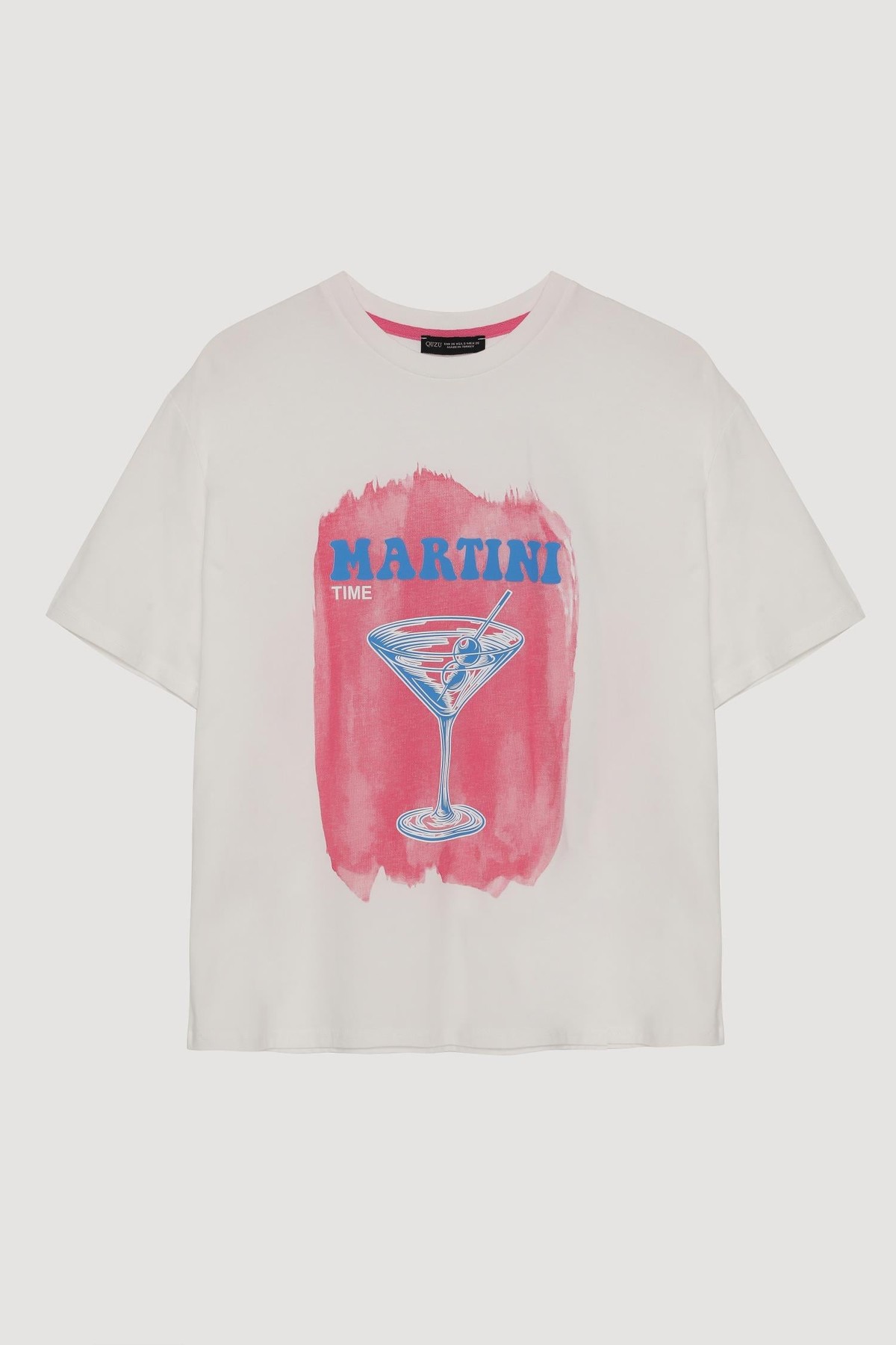 Quzu Baskı Detaylı T-shirt Ekru