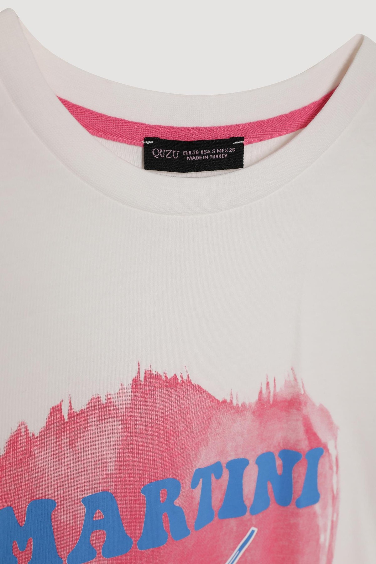 Quzu Baskı Detaylı T-shirt Ekru