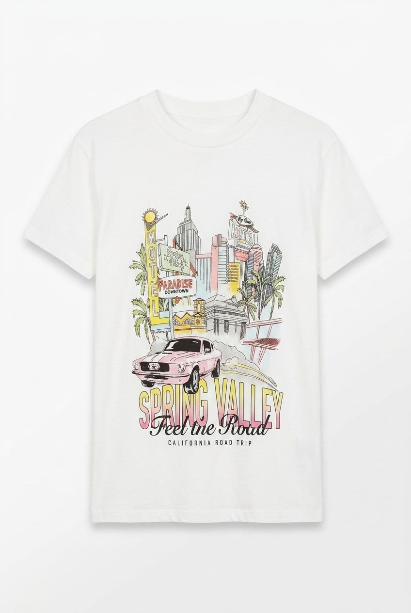 Quzu Baskı Detaylı T-shirt Ekru