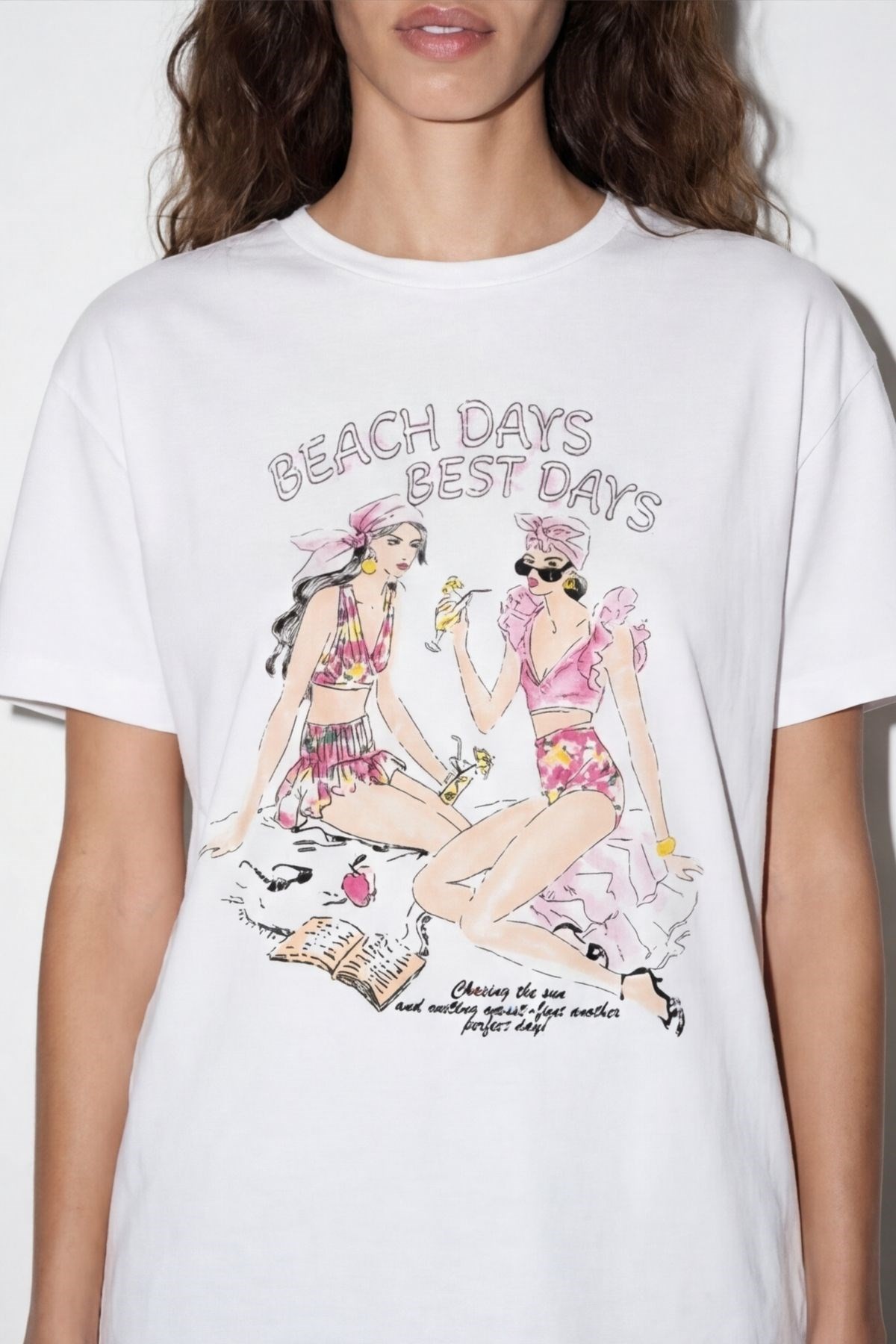 Quzu Baskı Detaylı T-shirt Ekru