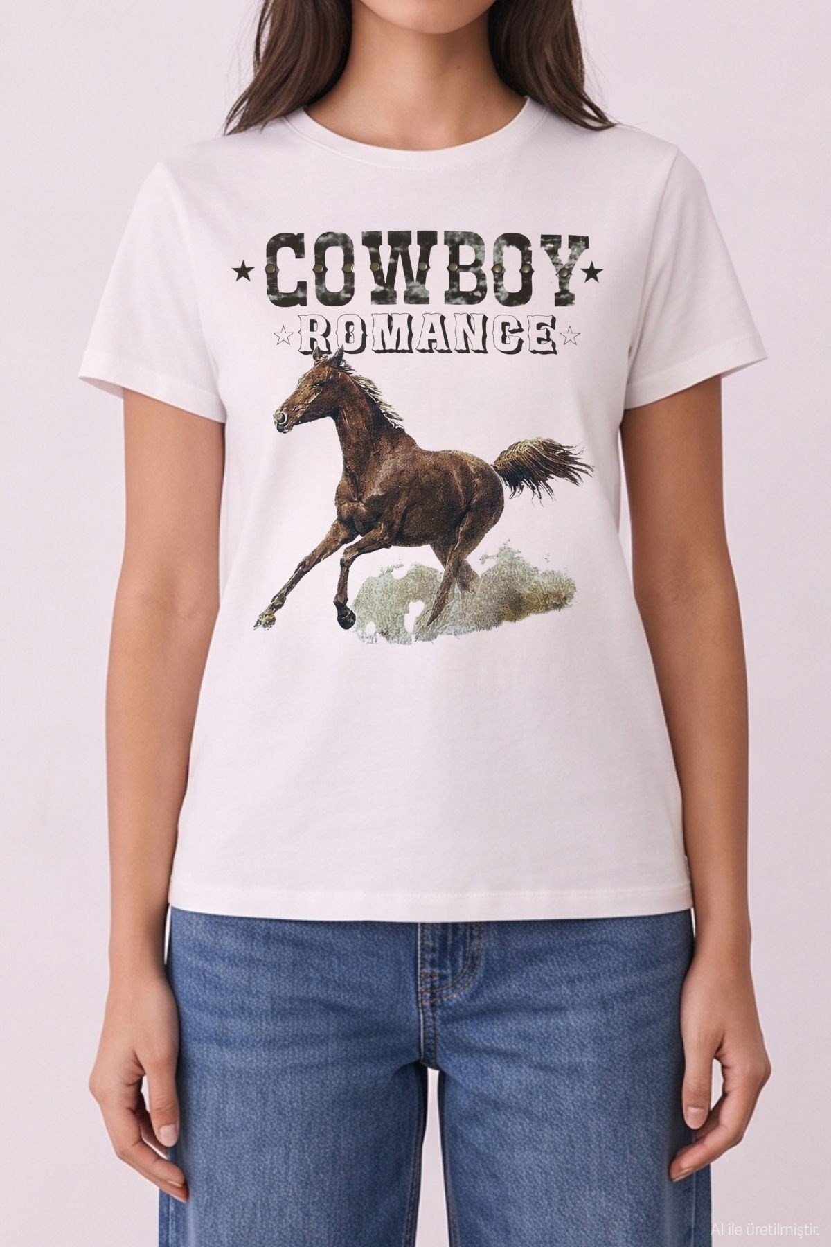 Quzu Baskı Detaylı T-shirt Ekru