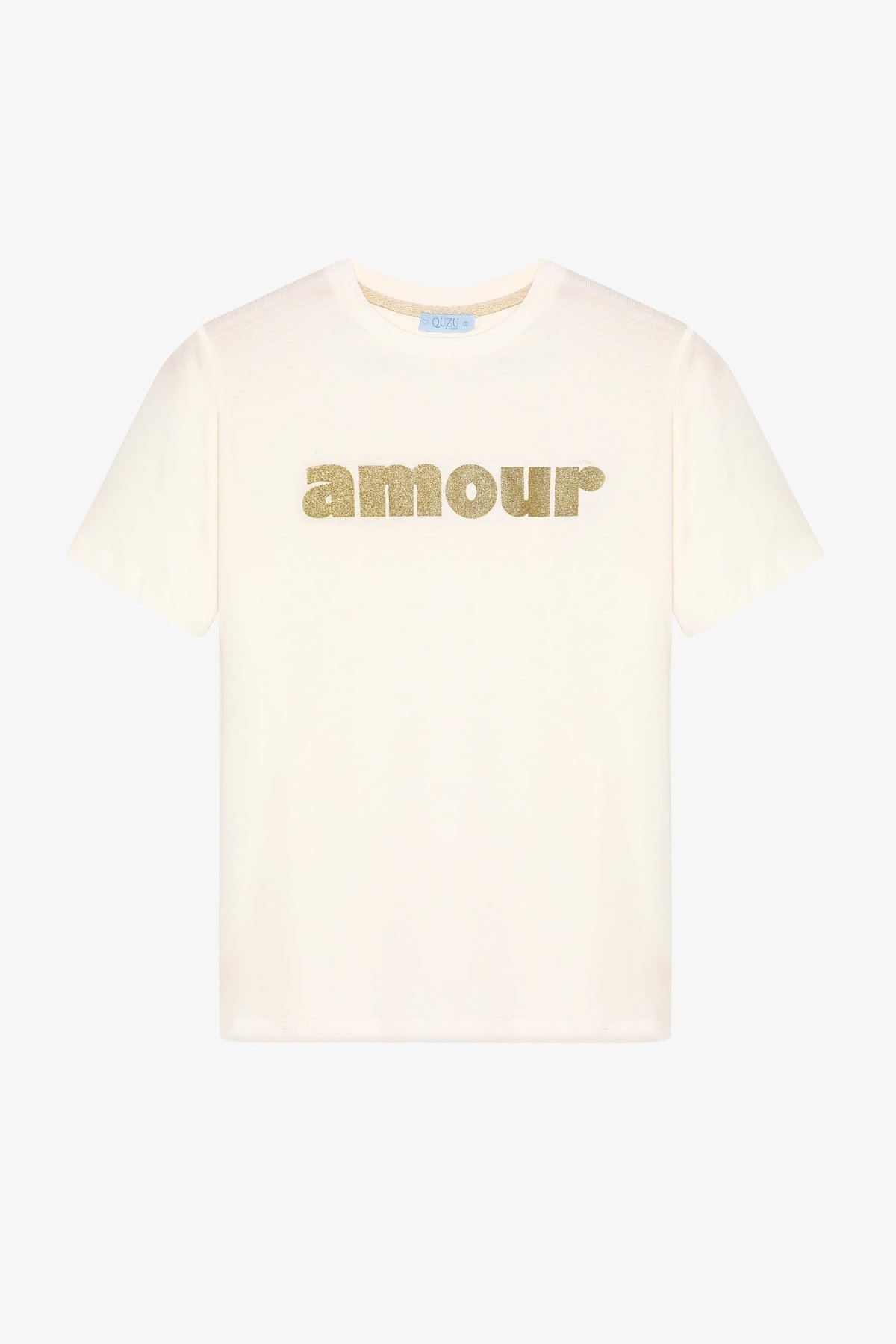Quzu Baskı Detaylı T-shirt Ekru