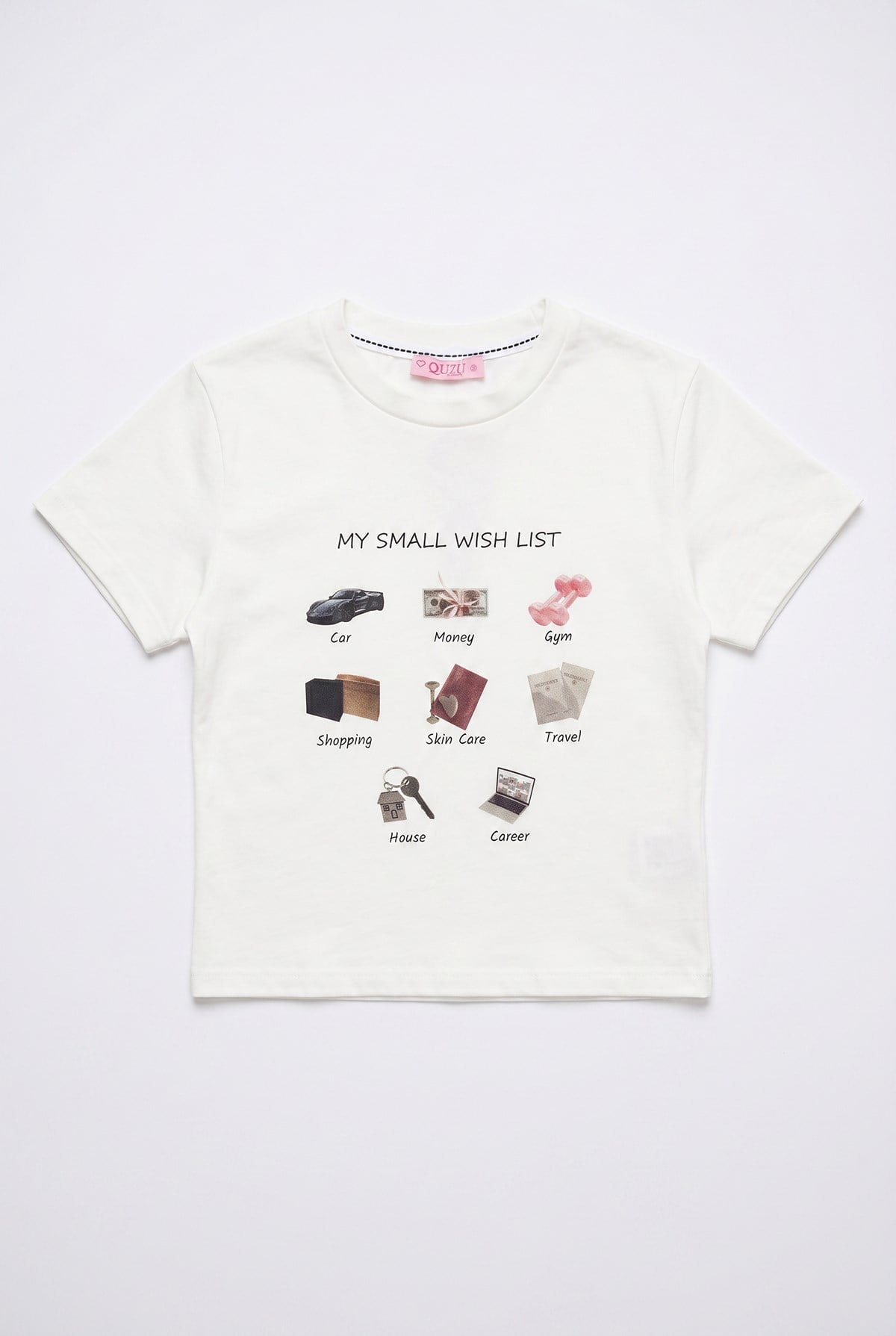 Quzu Baskı Detaylı T-shirt Ekru