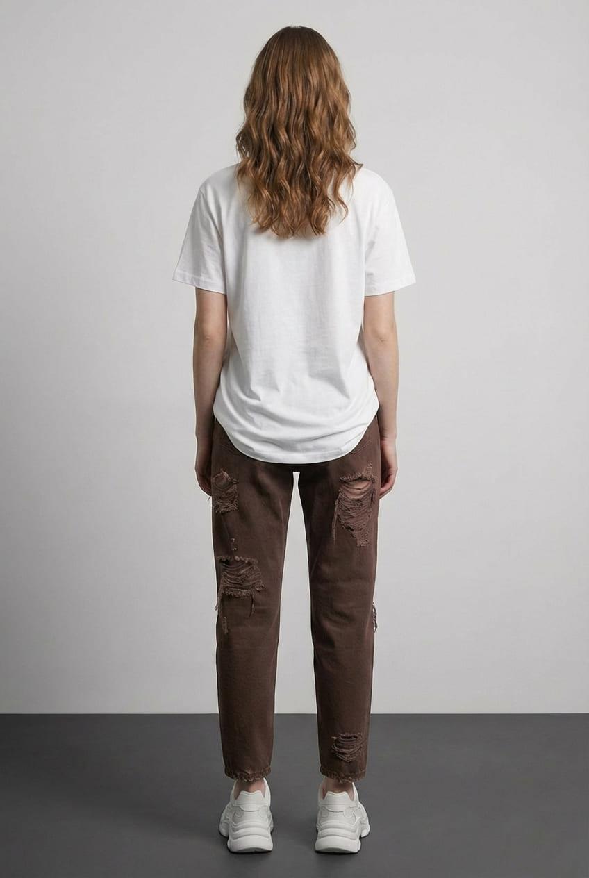 Quzu Baskı Detaylı T-shirt Ekru