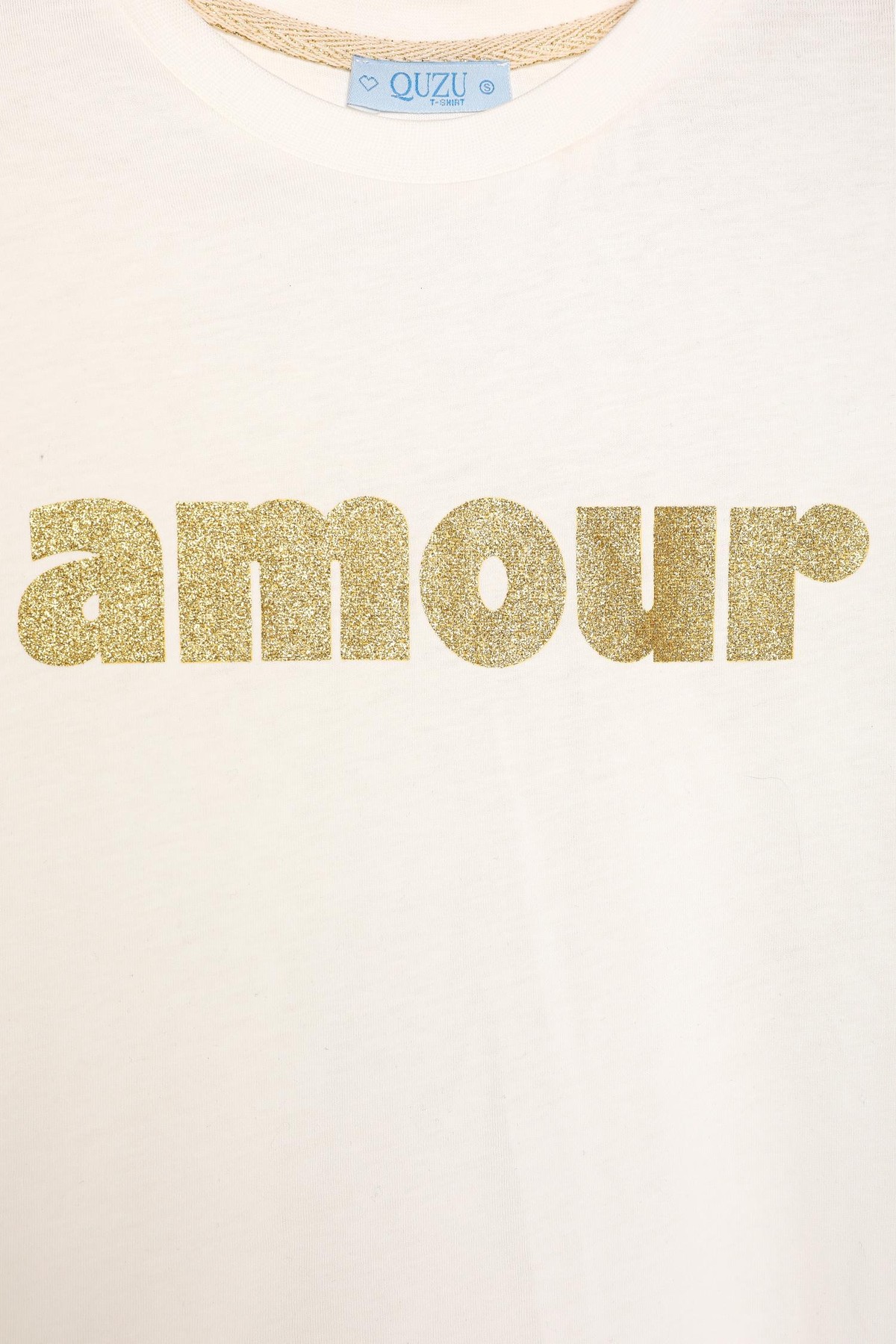 Quzu Baskı Detaylı T-shirt Ekru