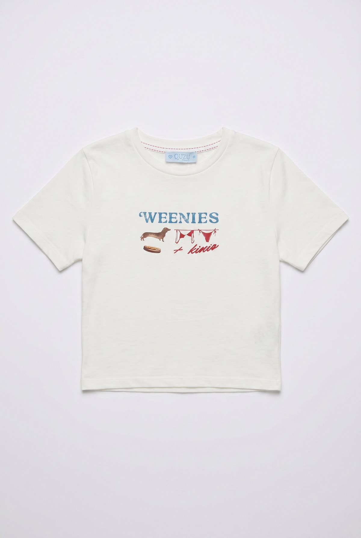 Quzu Baskı Detaylı T-shirt Ekru