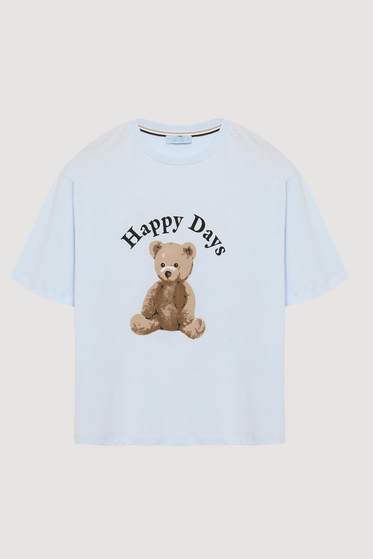 Quzu Baskı Detaylı T-shirt Mavi
