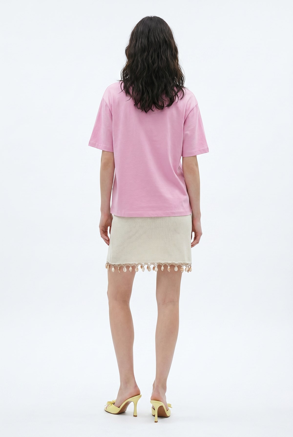 Quzu Baskı Detaylı T-shirt Pembe